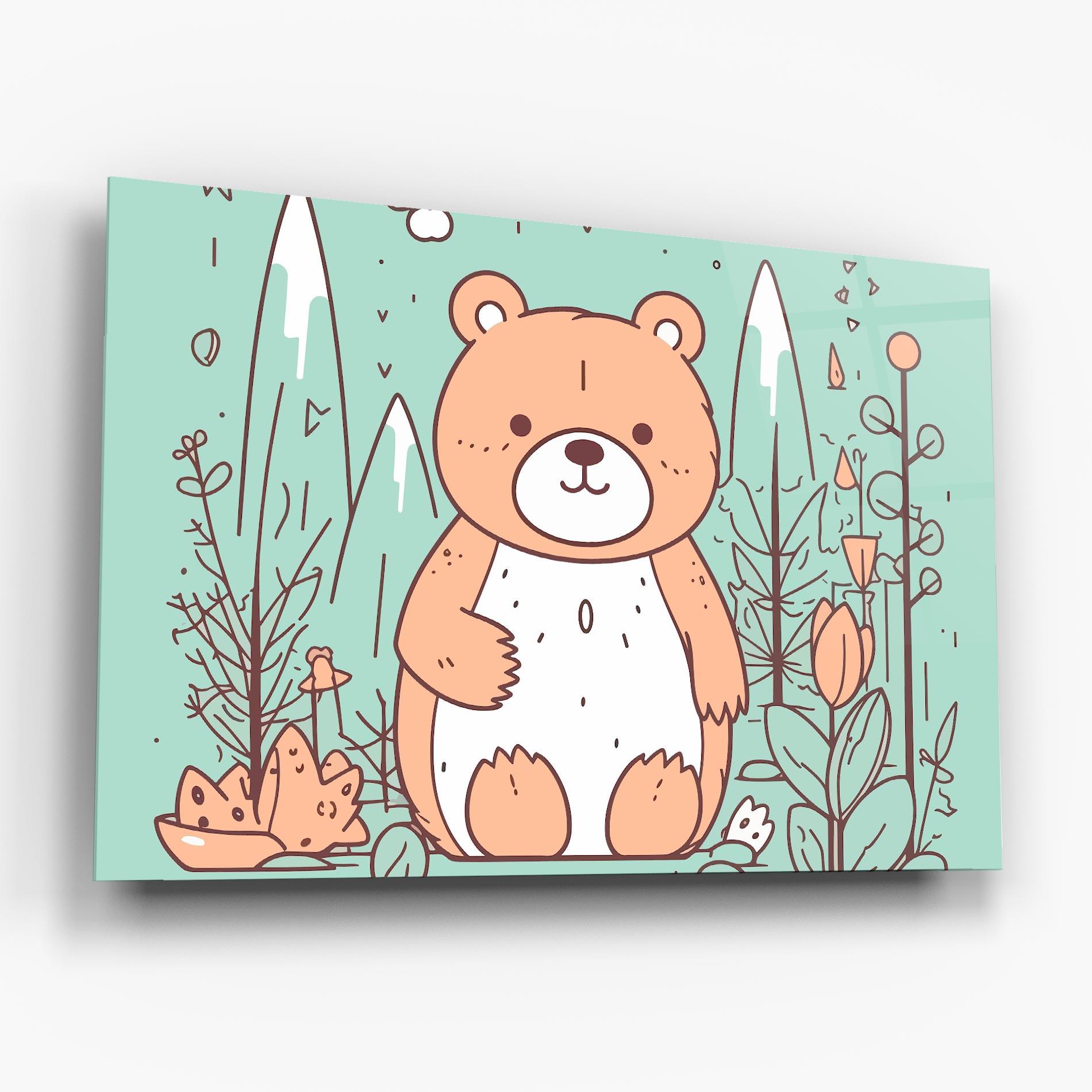 Стъклена картина Forest Cute Bear mockup 6