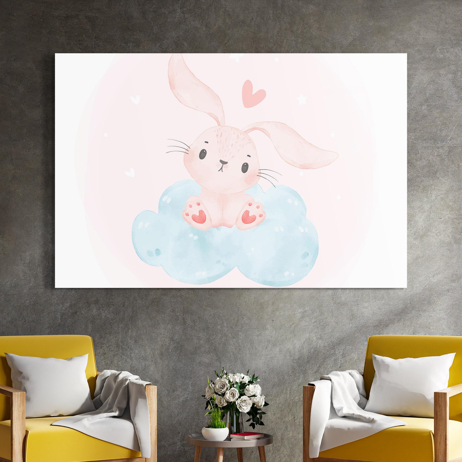Стъклена картина Cloud Pink Bunny mockup 4
