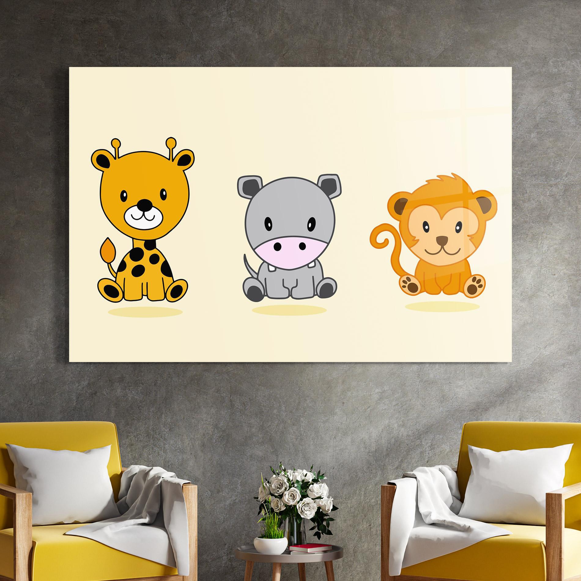 Стъклена картина Cream Animals mockup 4