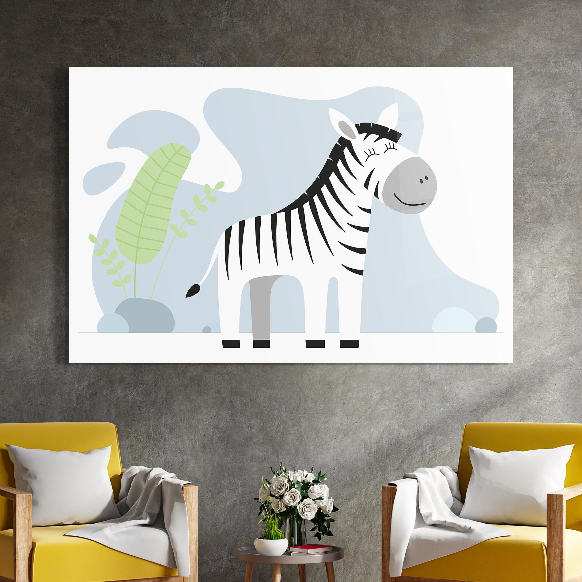 Стъклена картина Cute Zebra Leaf mockup 4