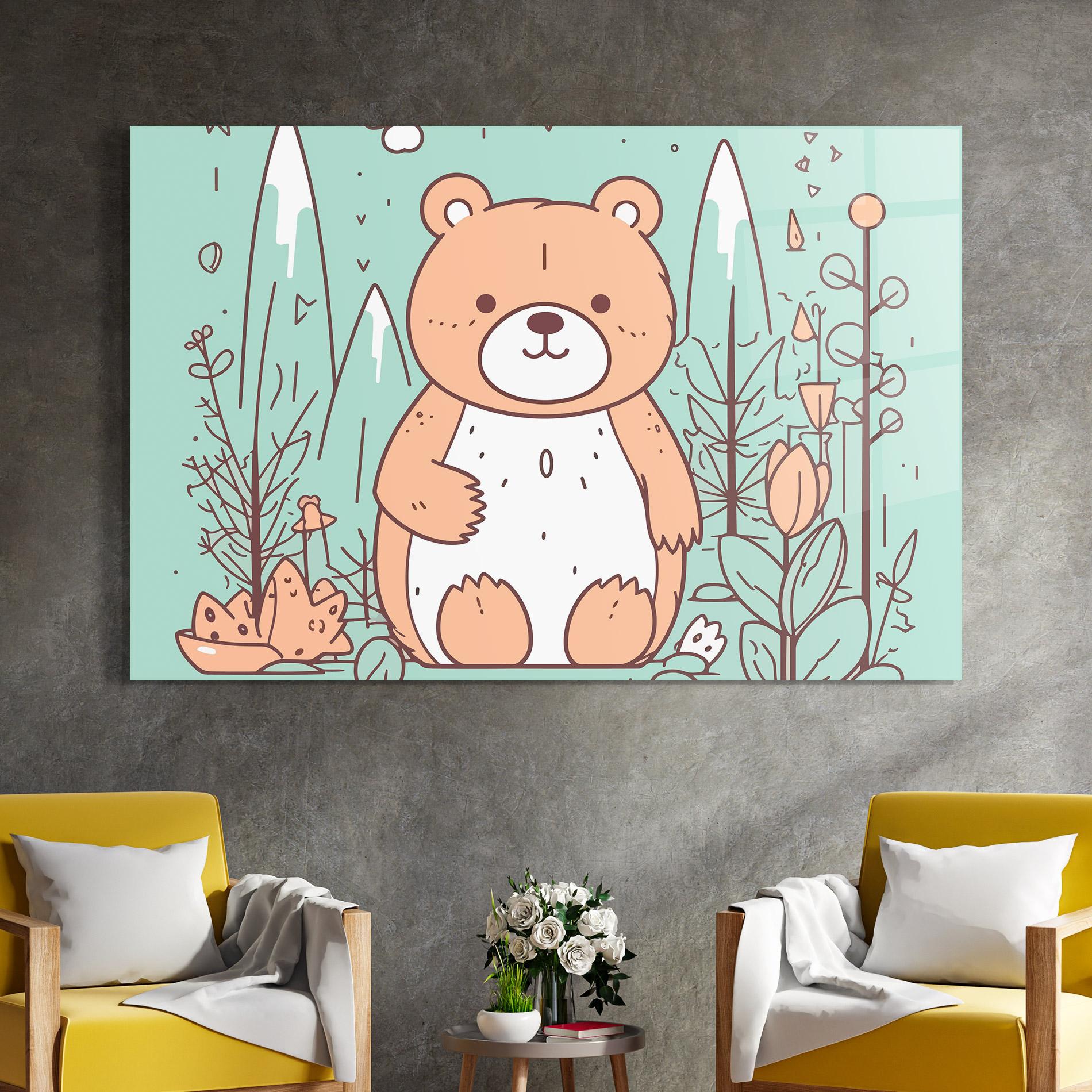 Стъклена картина Forest Cute Bear mockup 4