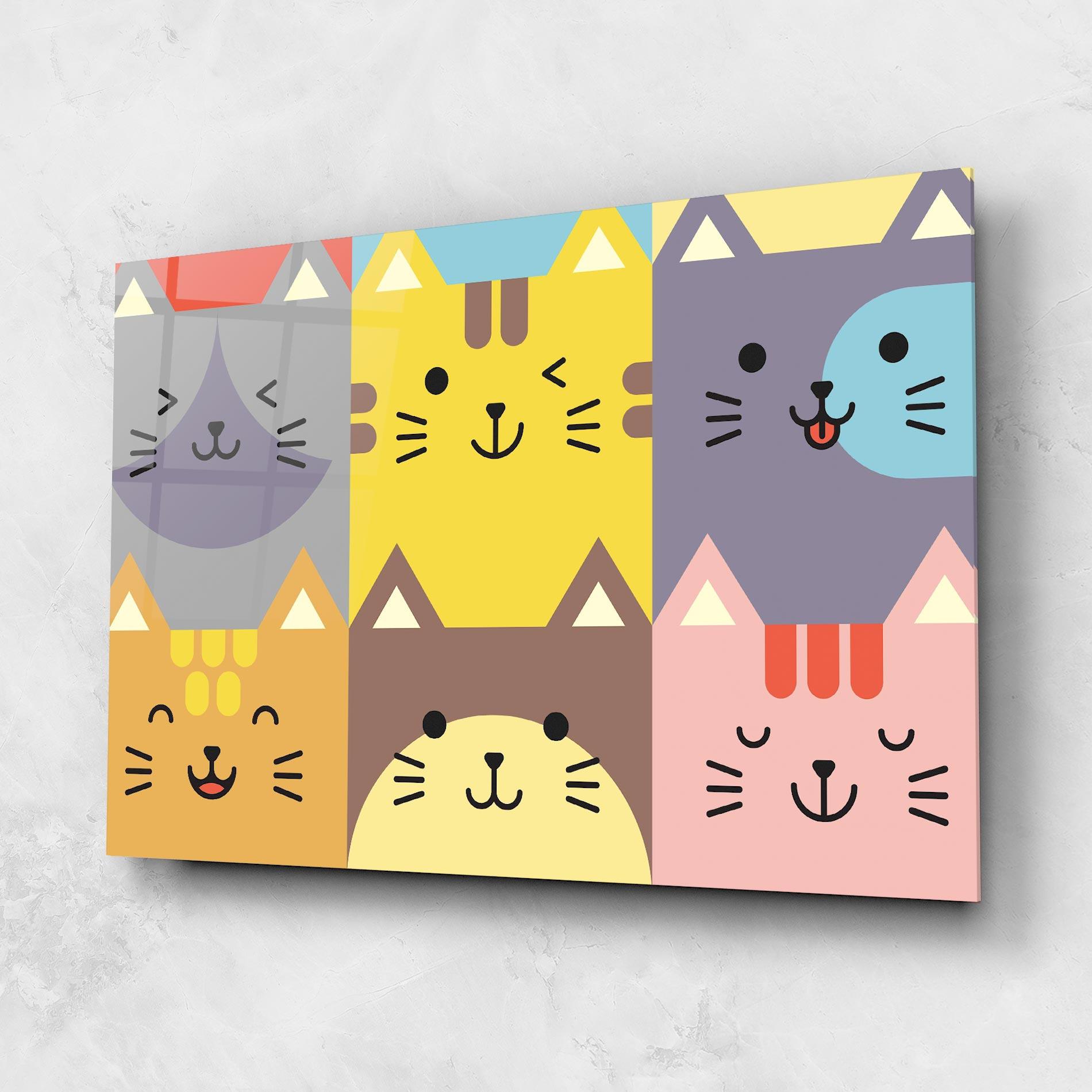 Стъклена картина Cat Colors mockup 1
