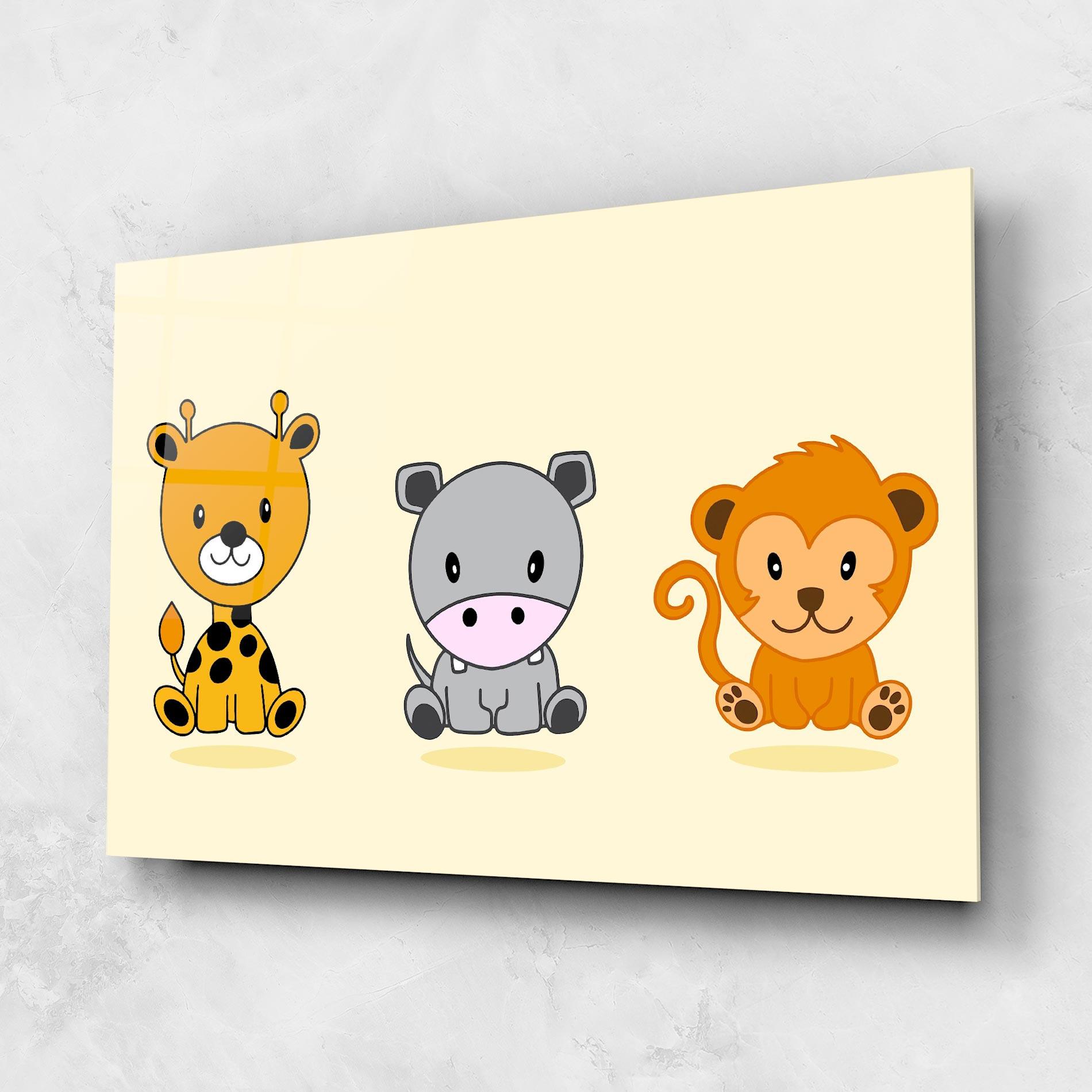 Стъклена картина Cream Animals mockup 1
