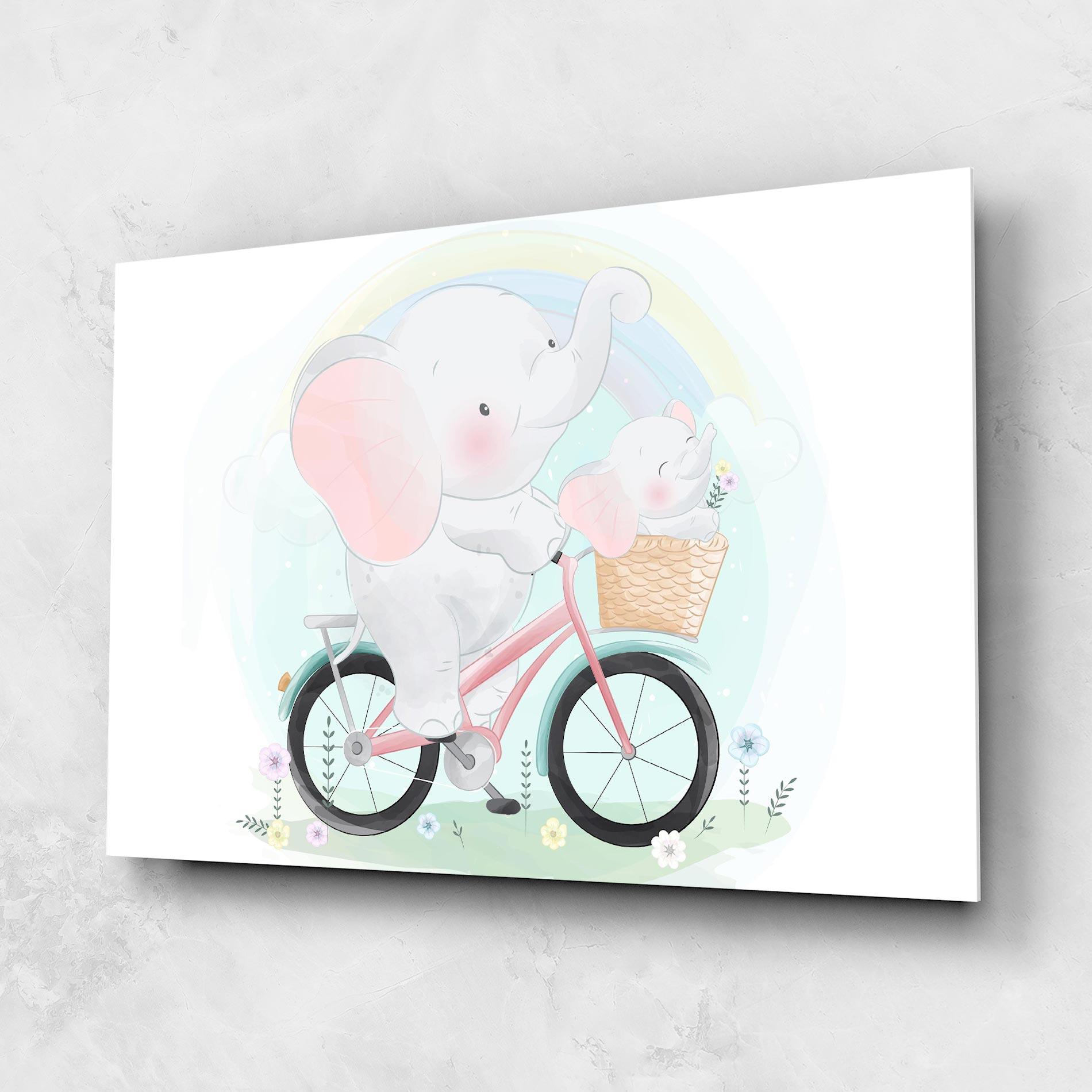 Стъклена картина Elephant Bike mockup 1