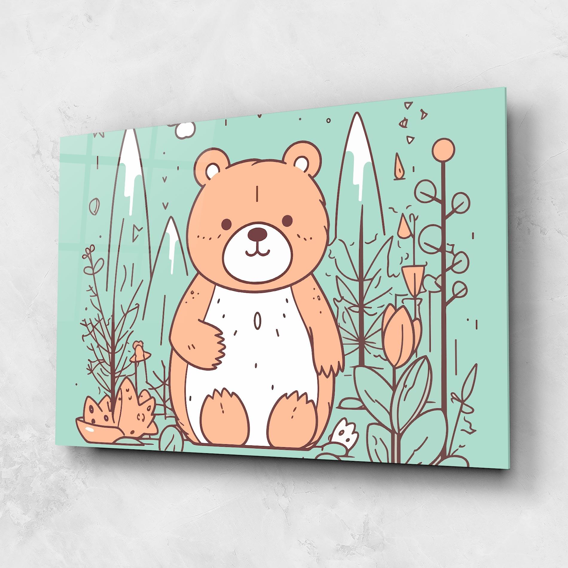 Стъклена картина Forest Cute Bear mockup 1