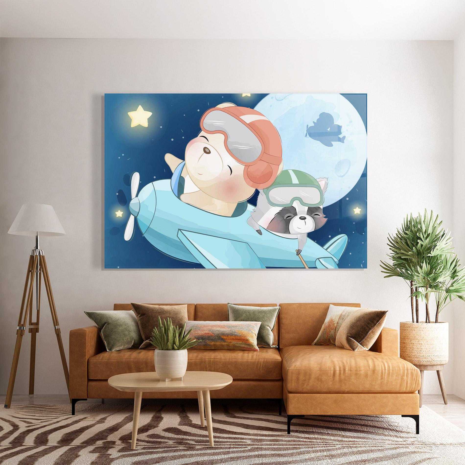 Стъклена картина Bear Flying Star mockup 7