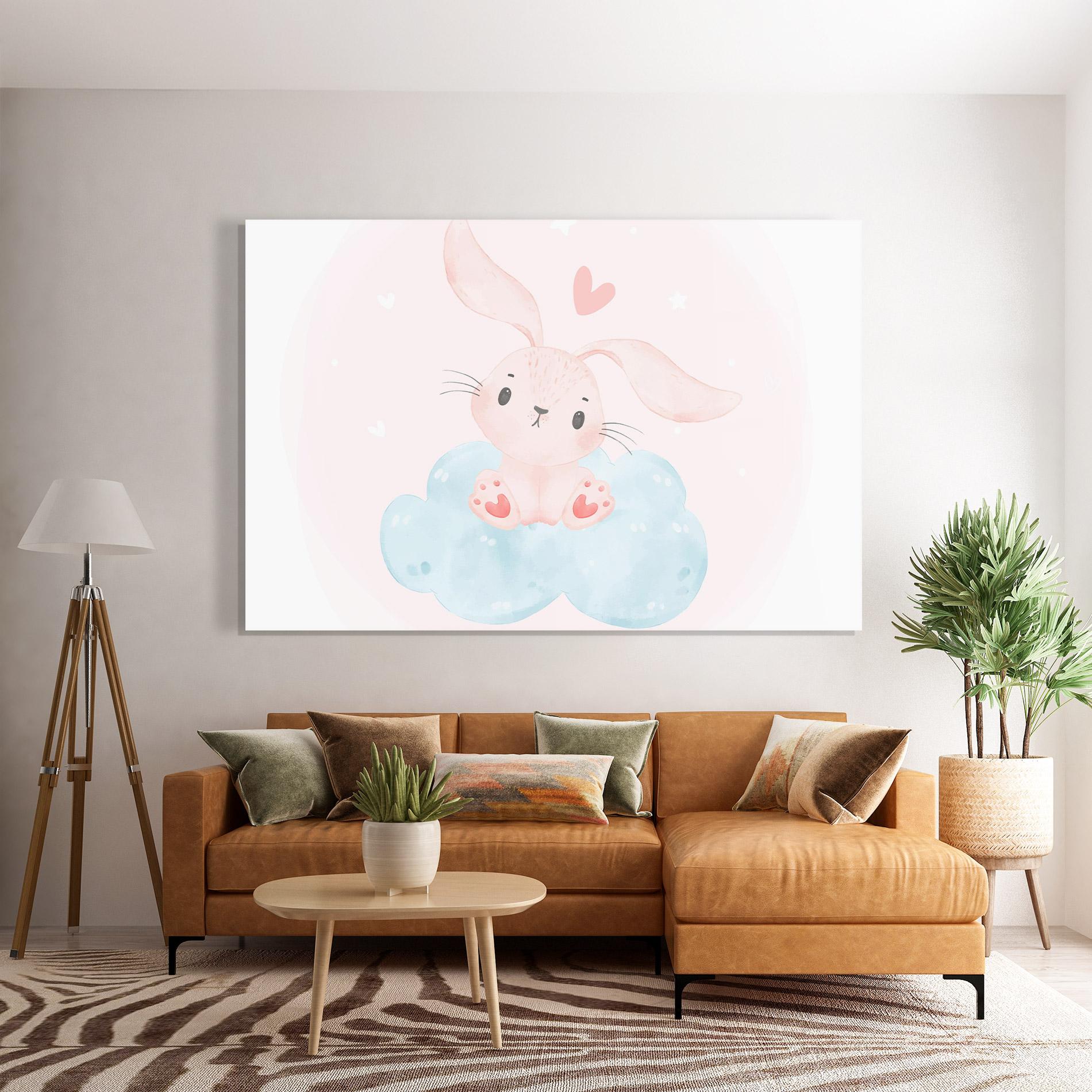 Стъклена картина Cloud Pink Bunny mockup 7