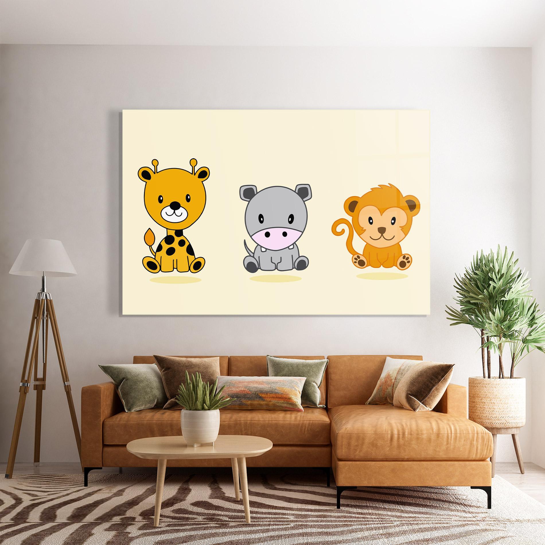 Стъклена картина Cream Animals mockup 7