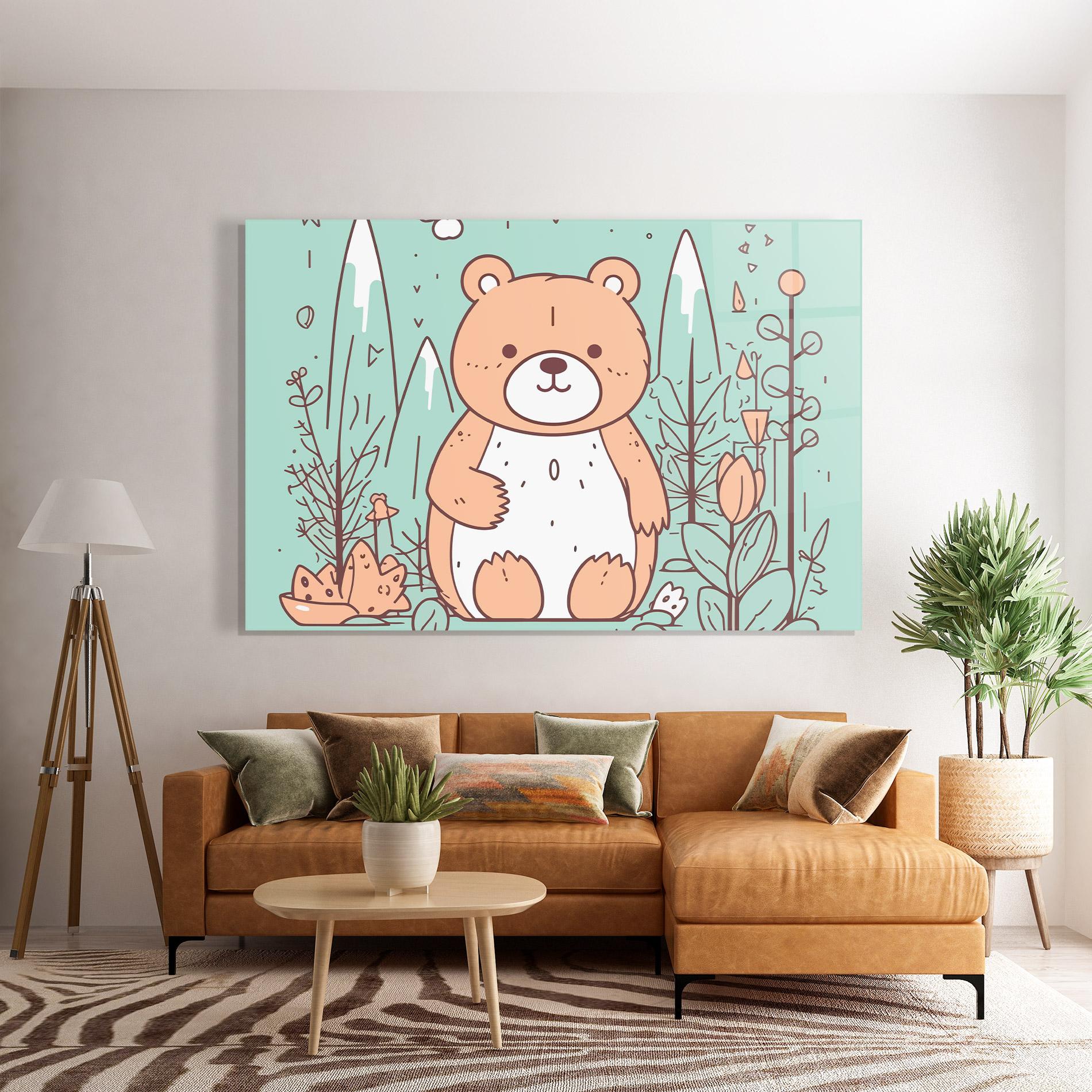 Стъклена картина Forest Cute Bear mockup 7