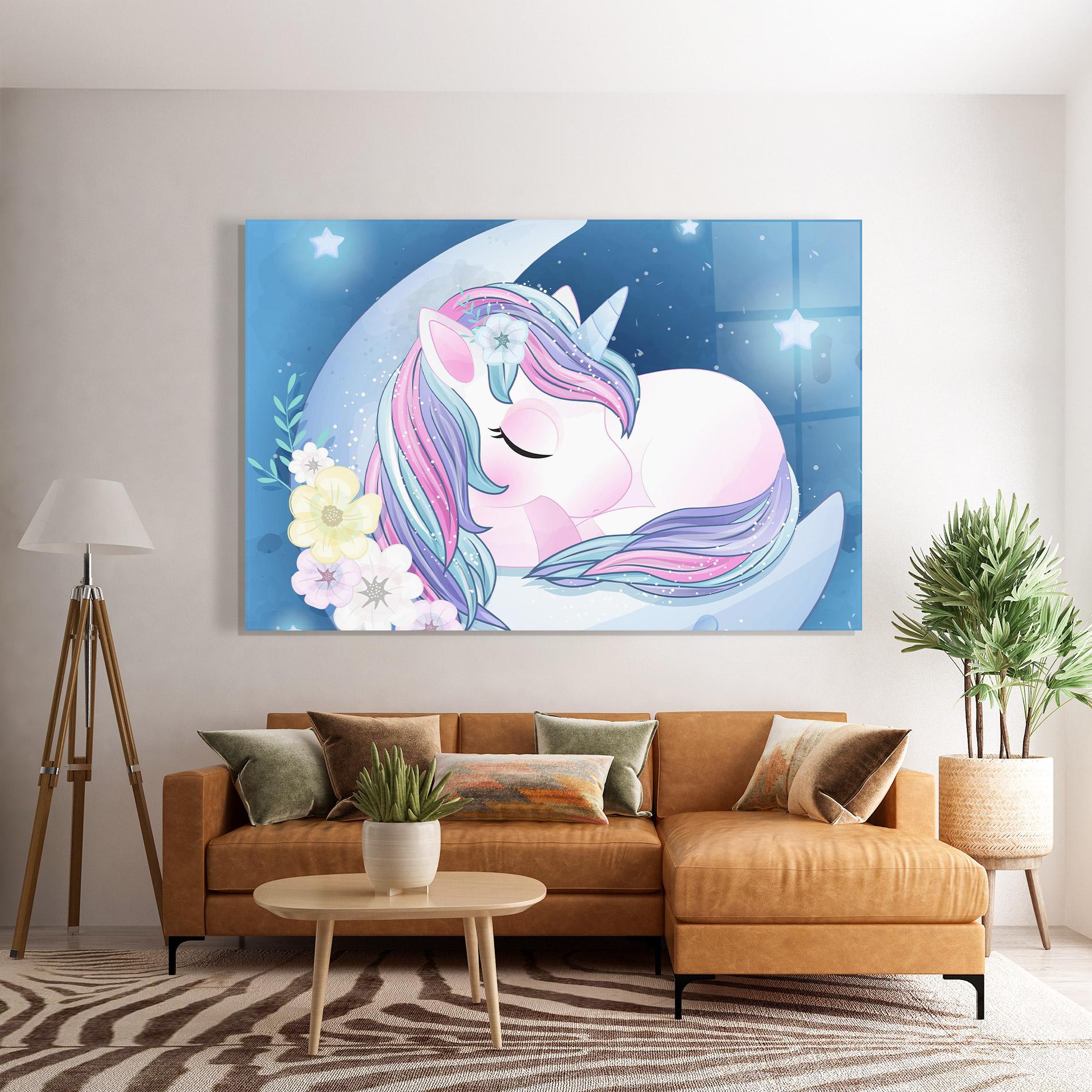 Стъклена картина Moon Unicorn mockup 7
