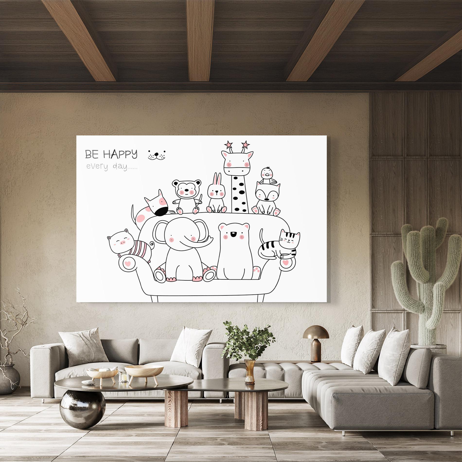 Стъклена картина Be Happy Animals mockup 8