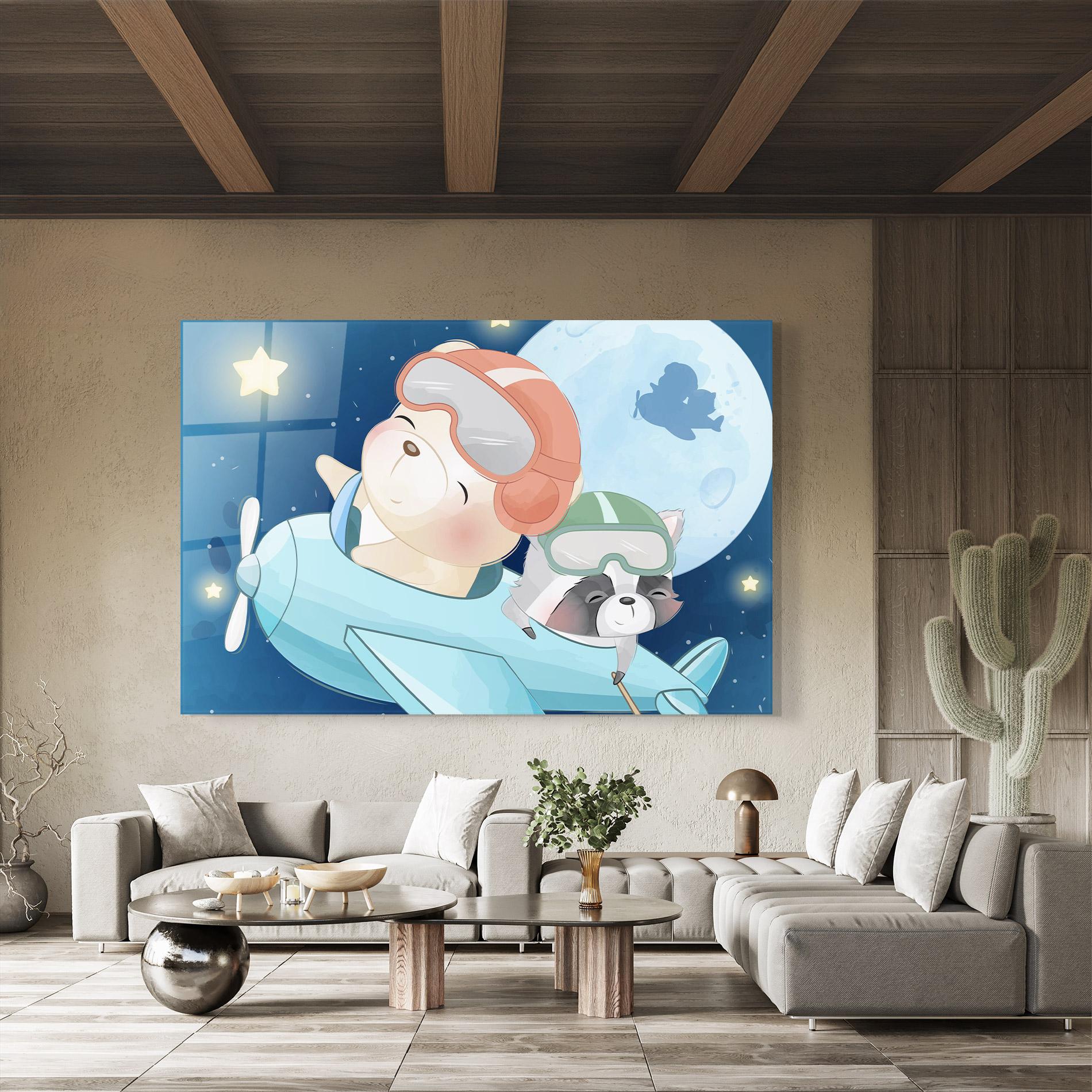 Стъклена картина Bear Flying Star mockup 8