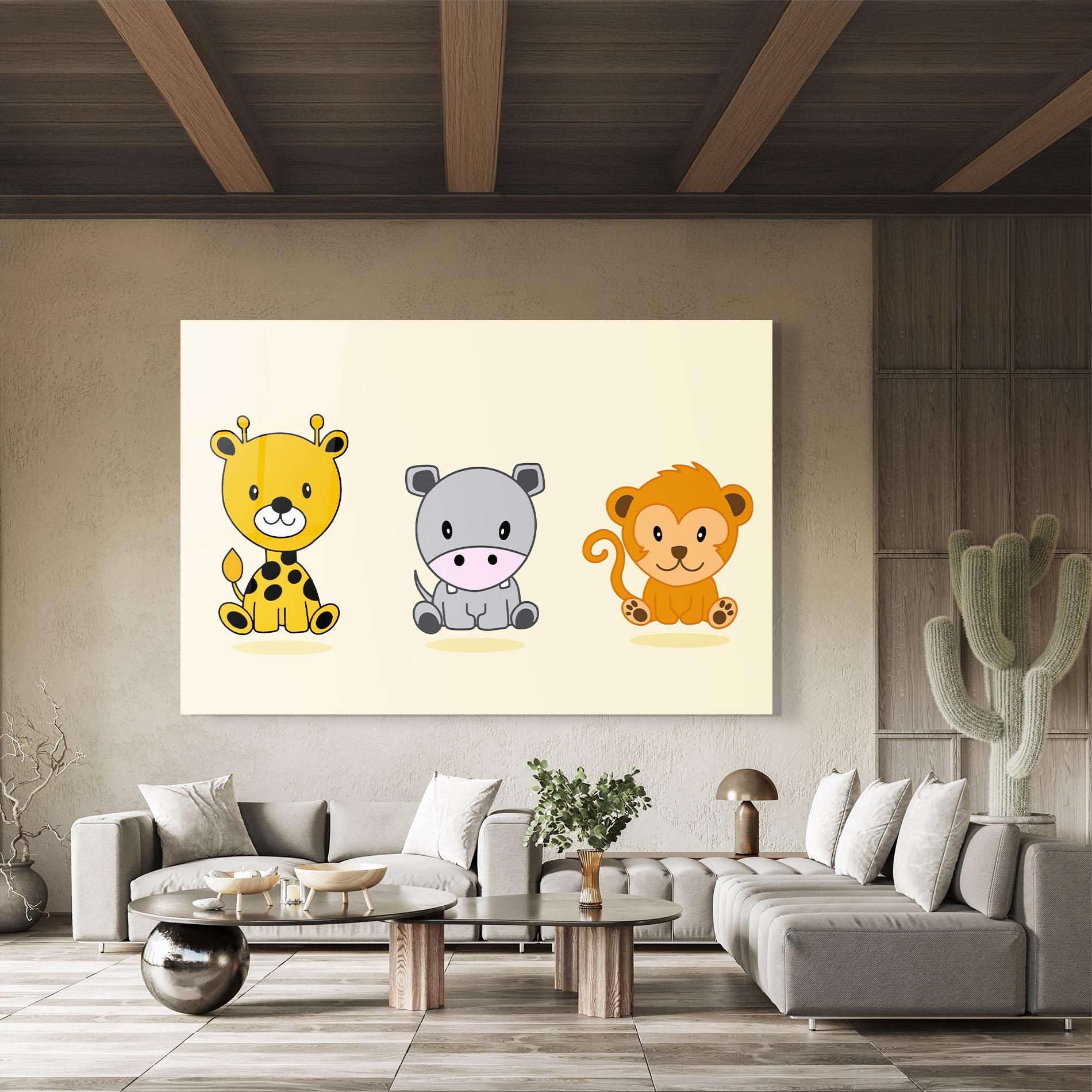 Стъклена картина Cream Animals mockup 8