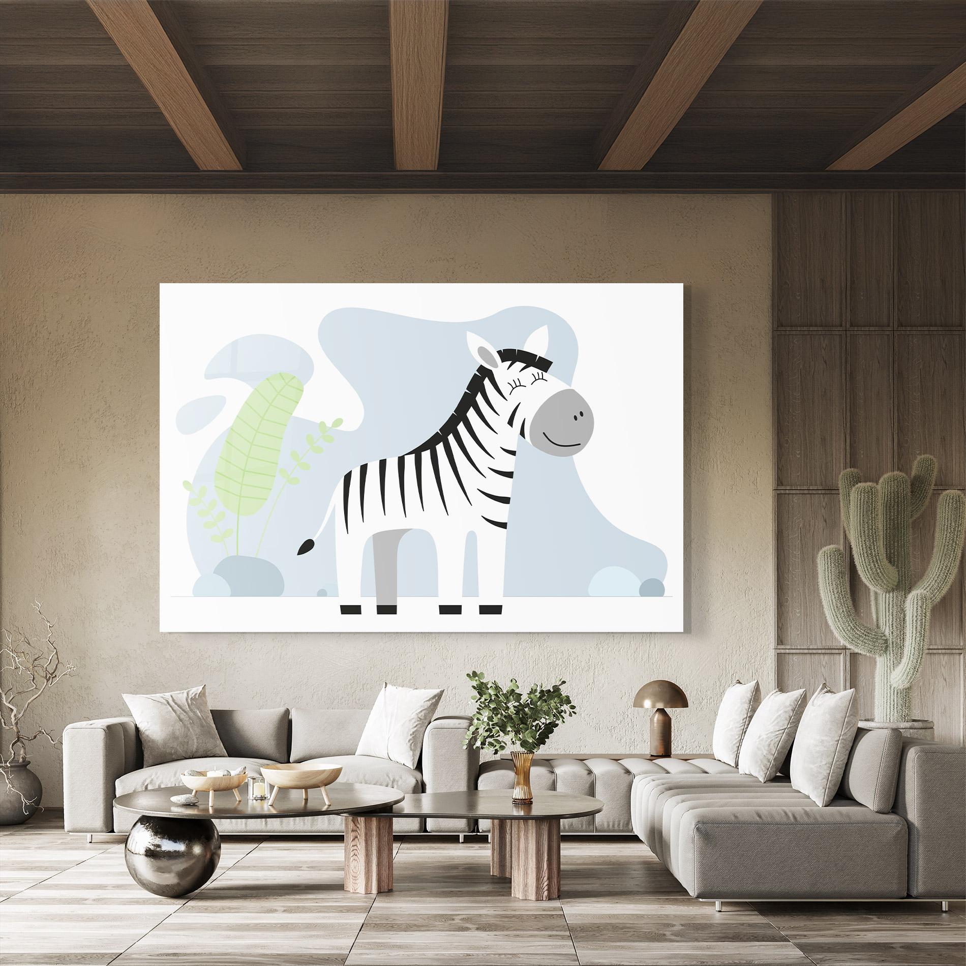 Стъклена картина Cute Zebra Leaf mockup 8