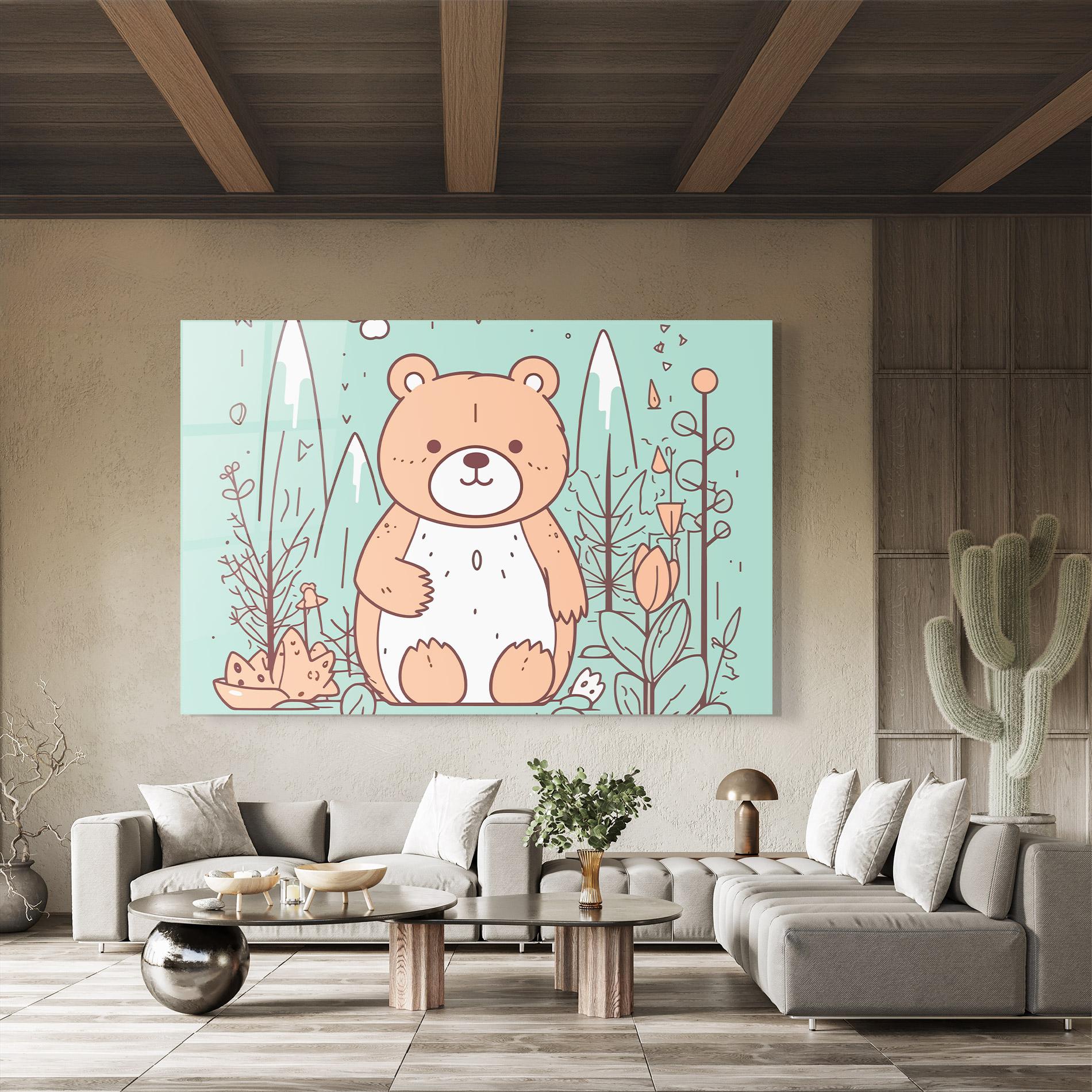 Стъклена картина Forest Cute Bear mockup 8