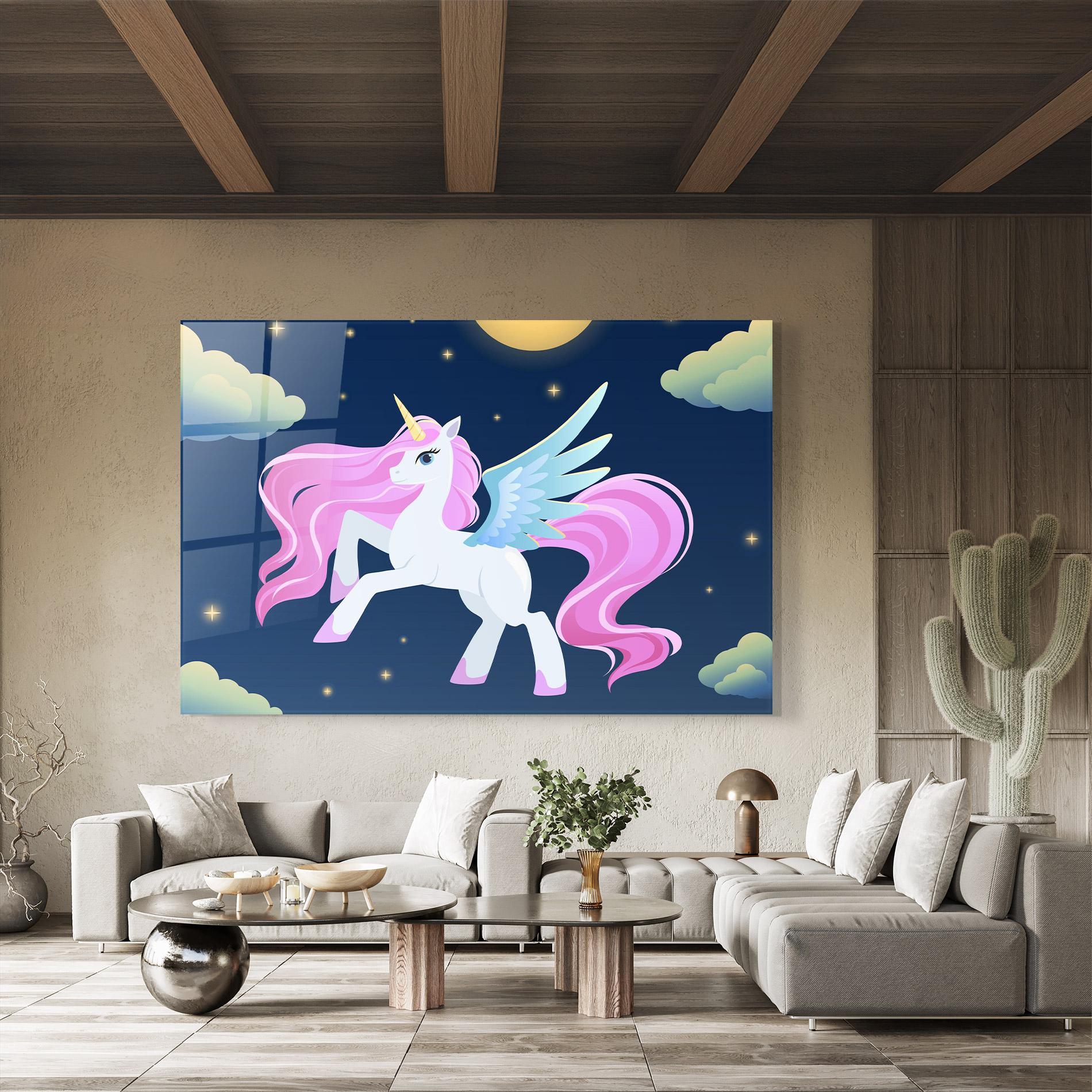 Стъклена картина White Sky Pony mockup 8