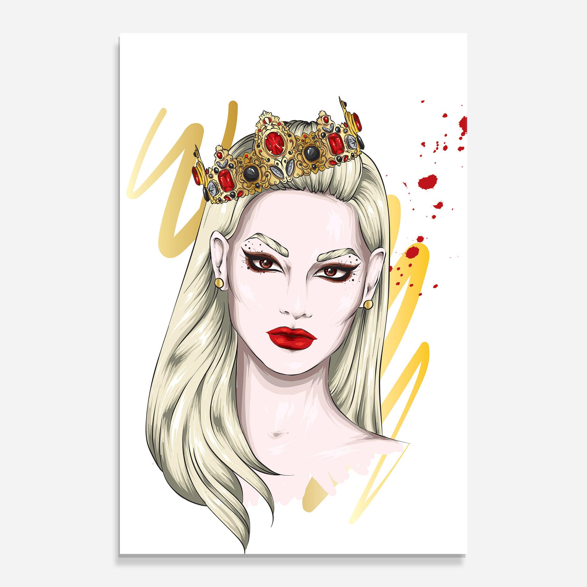 Стъклена картина Gold Crown Woman mockup 0