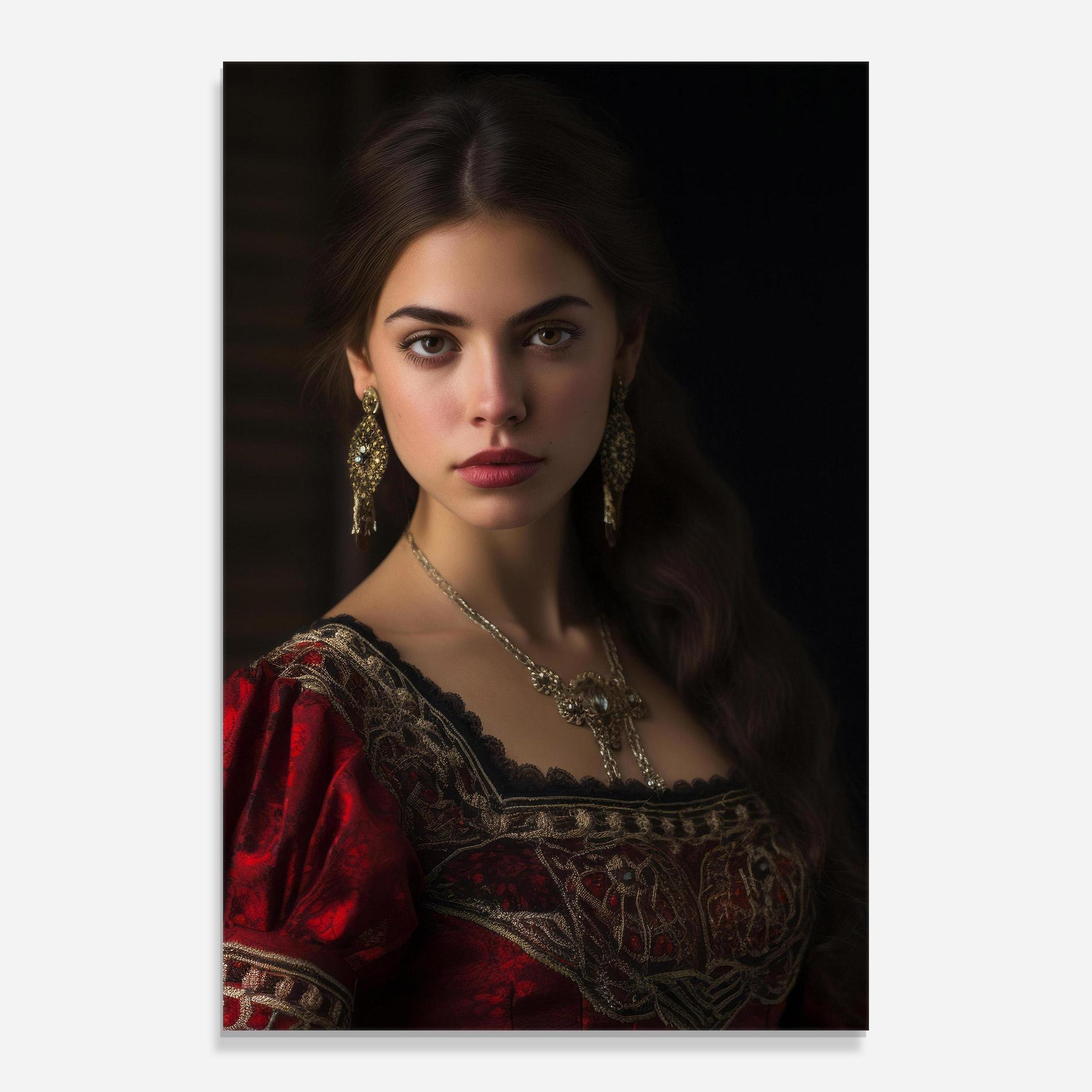 Стъклена картина Gold Jewelry Red Dress mockup 0