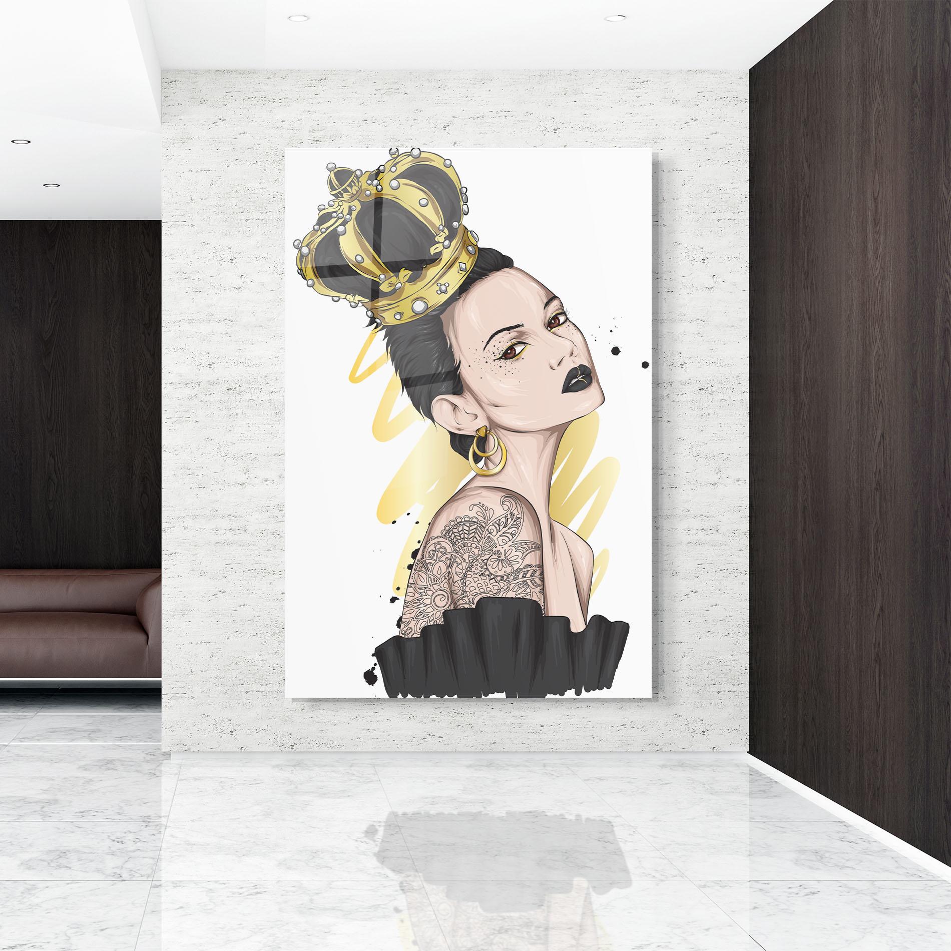 Стъклена картина Black Hair Crown mockup 9