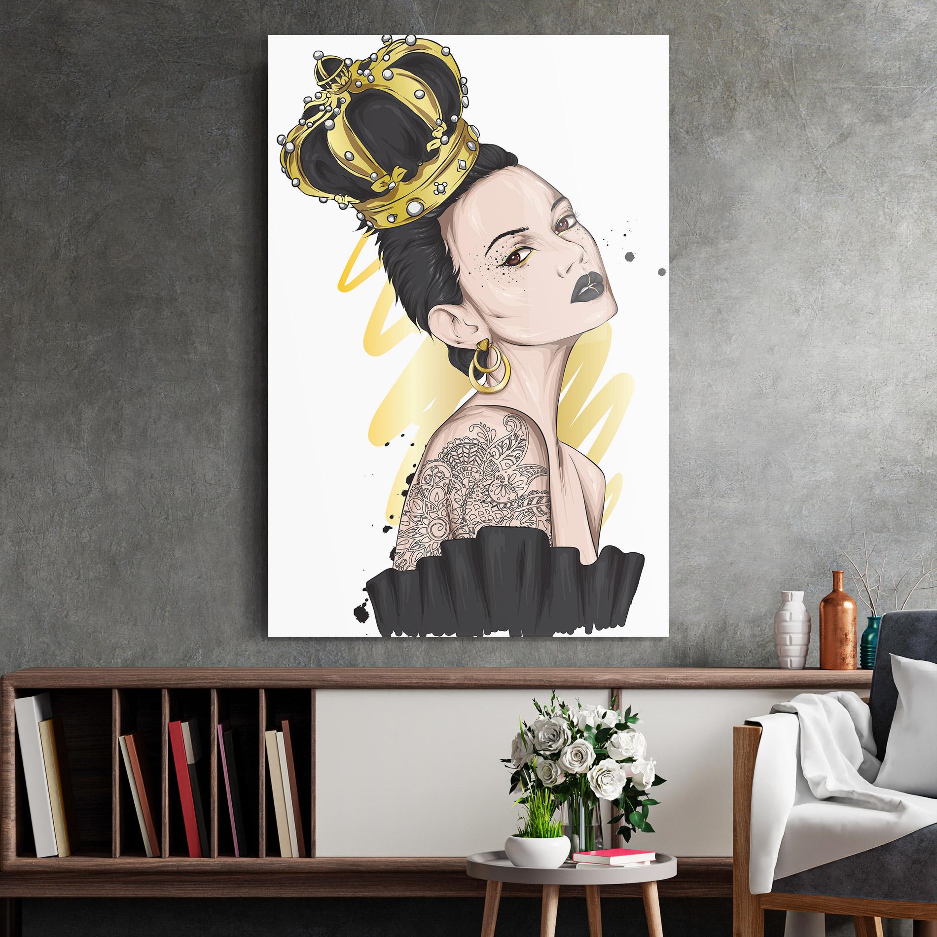 Стъклена картина Black Hair Crown mockup 2