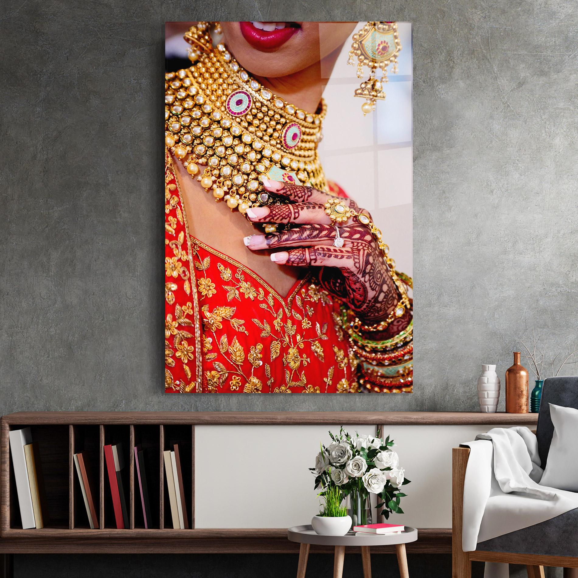 Стъклена картина Gold Beautiful Jewelry mockup 2