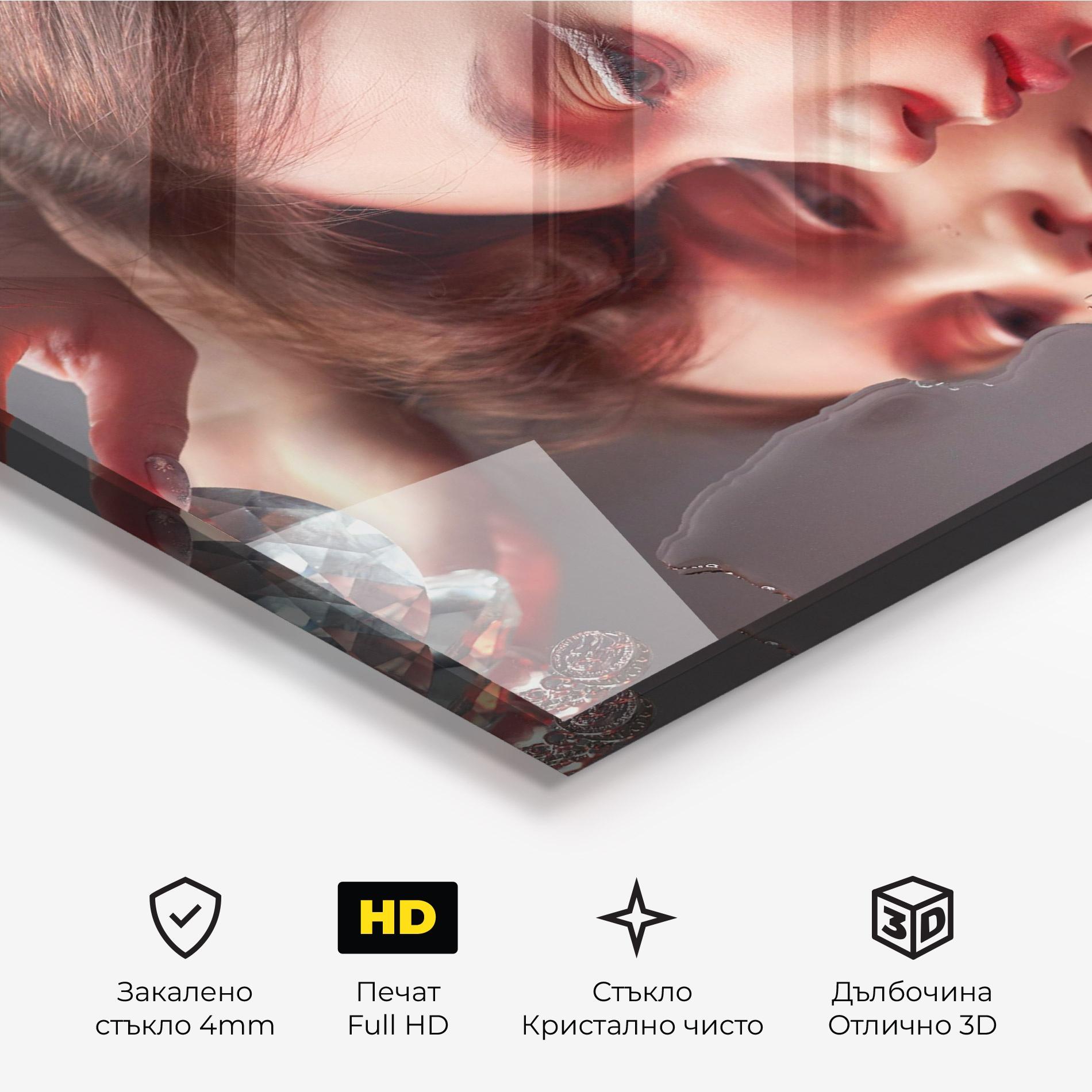 Стъклена картина Big Diamond Hand mockup 3