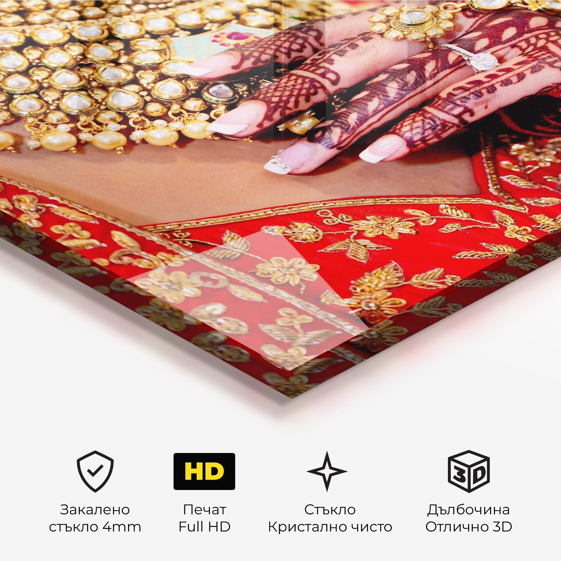 Стъклена картина Gold Beautiful Jewelry mockup 3