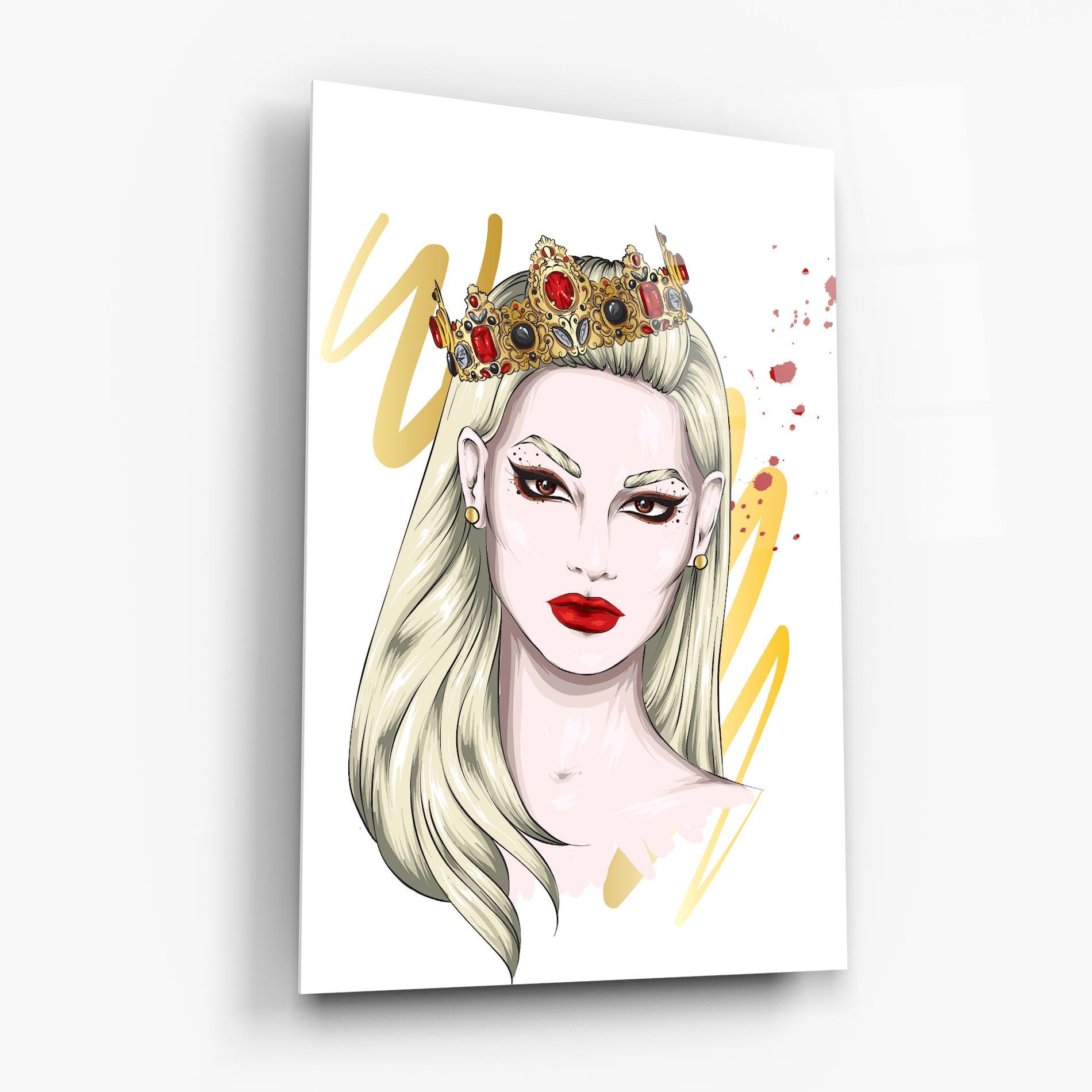 Стъклена картина Gold Crown Woman mockup 6