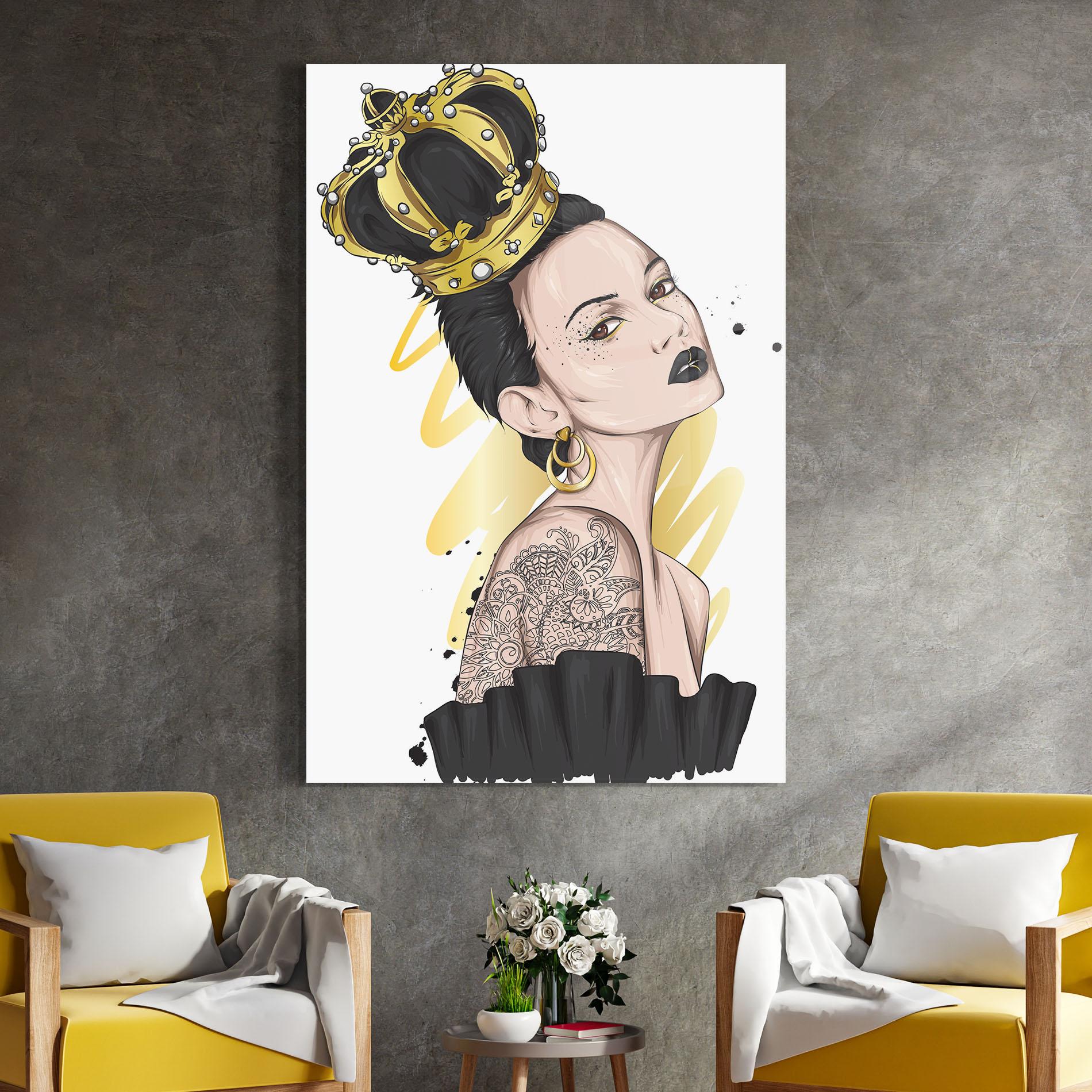 Стъклена картина Black Hair Crown mockup 4