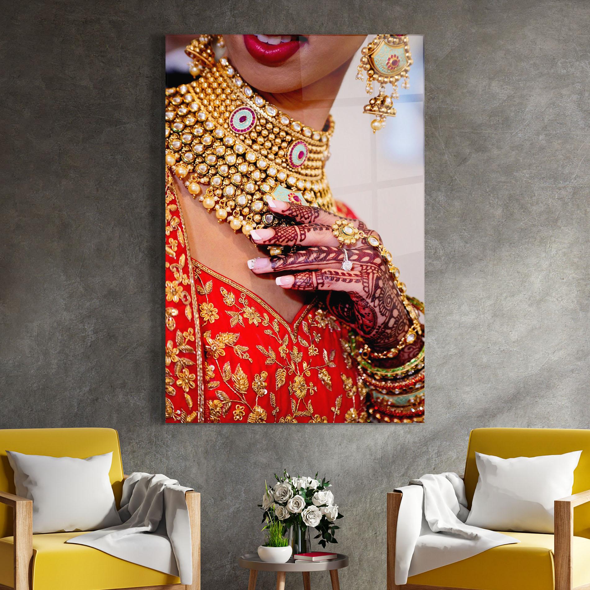 Стъклена картина Gold Beautiful Jewelry mockup 4