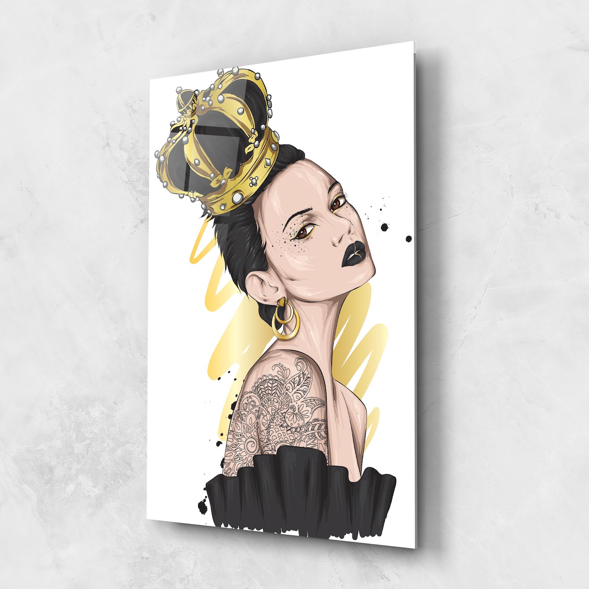 Стъклена картина Black Hair Crown mockup 1