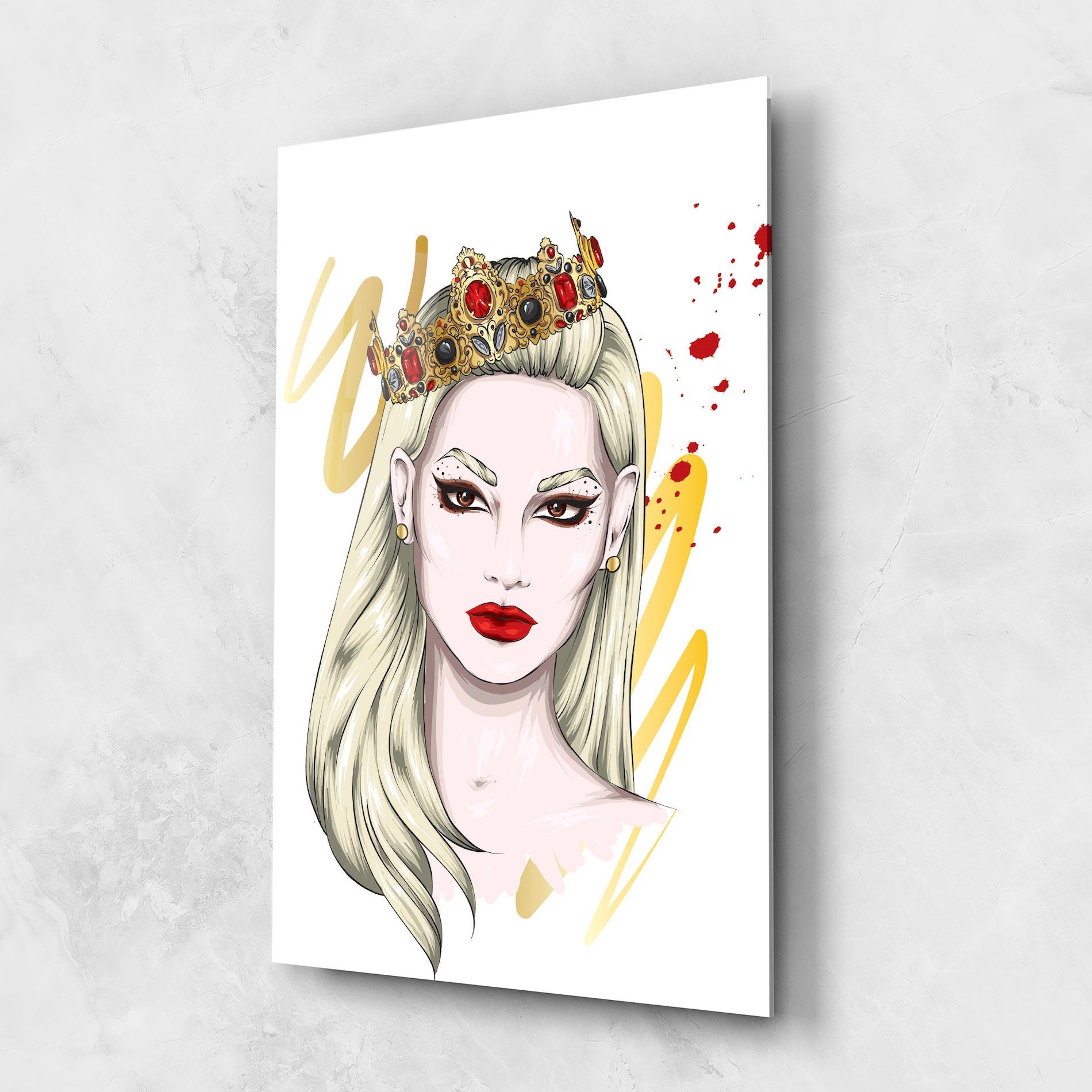 Стъклена картина Gold Crown Woman mockup 1