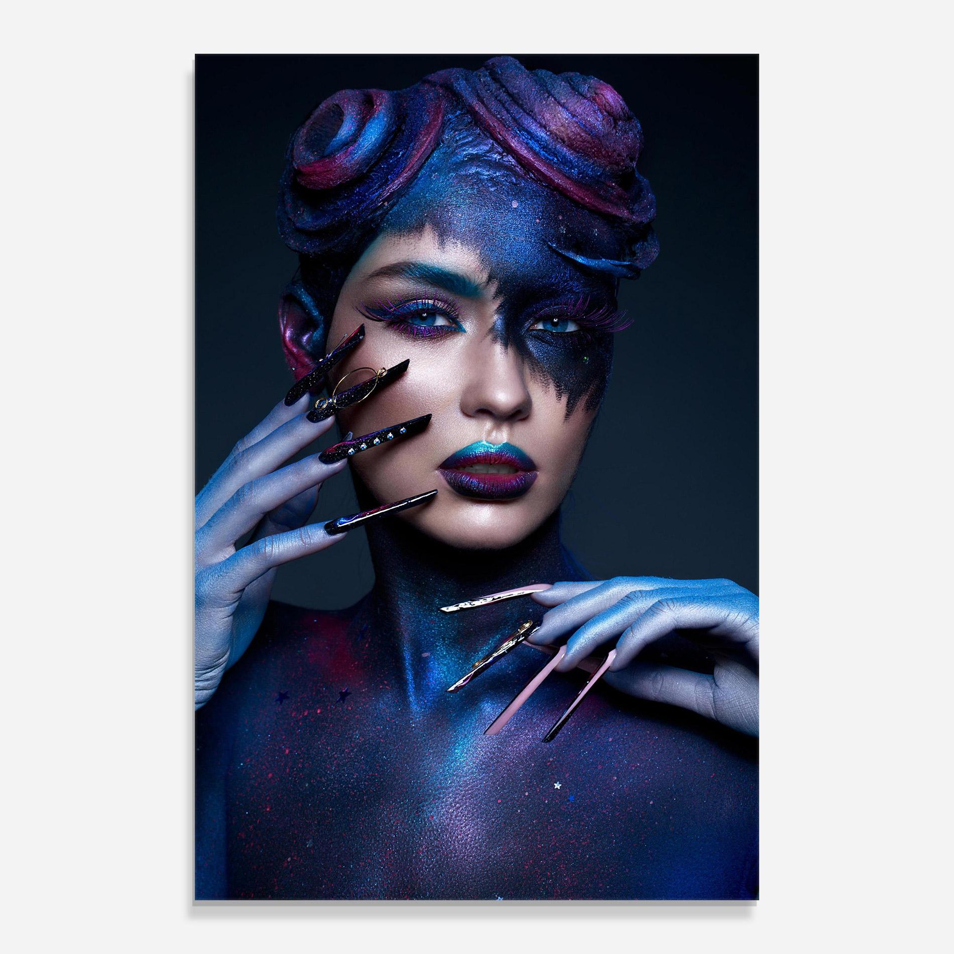 Стъклена картина Galaxy Hair Girl mockup 0