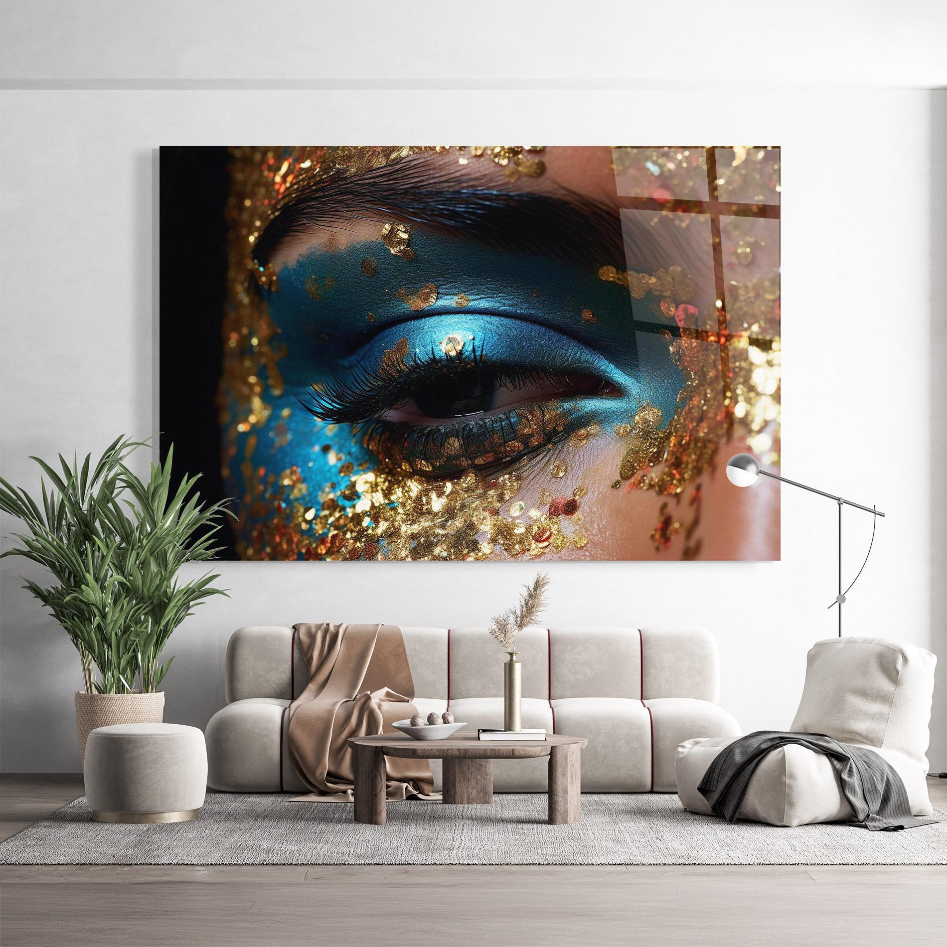 Стъклена картина Blue Gold Glitter mockup 9