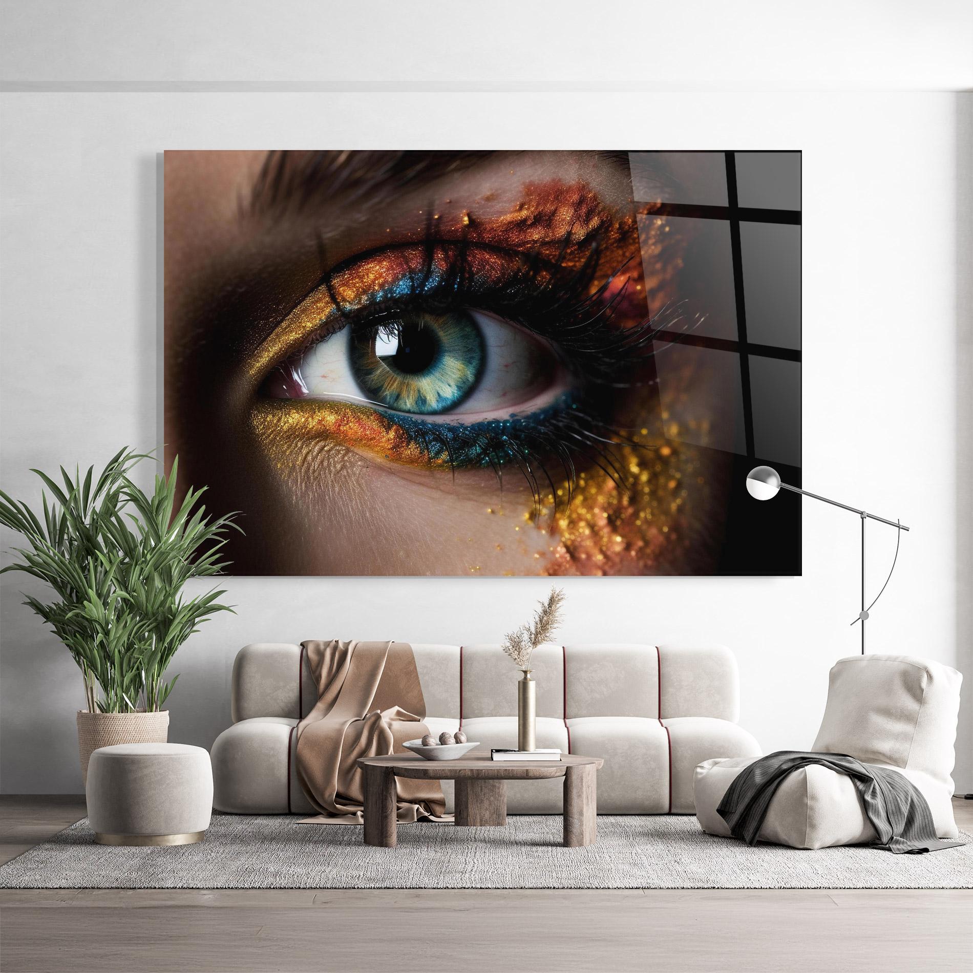 Стъклена картина Blue Green Eye Makeup mockup 9