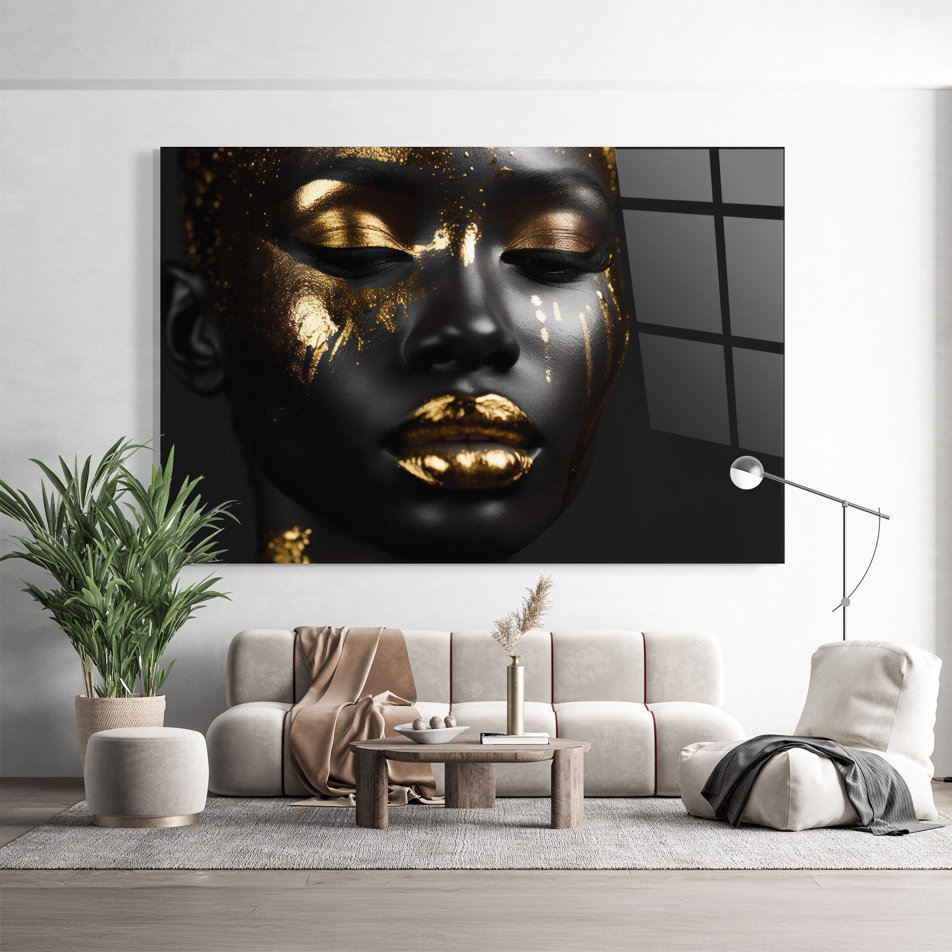 Стъклена картина Gold Eyes Makeup mockup 9