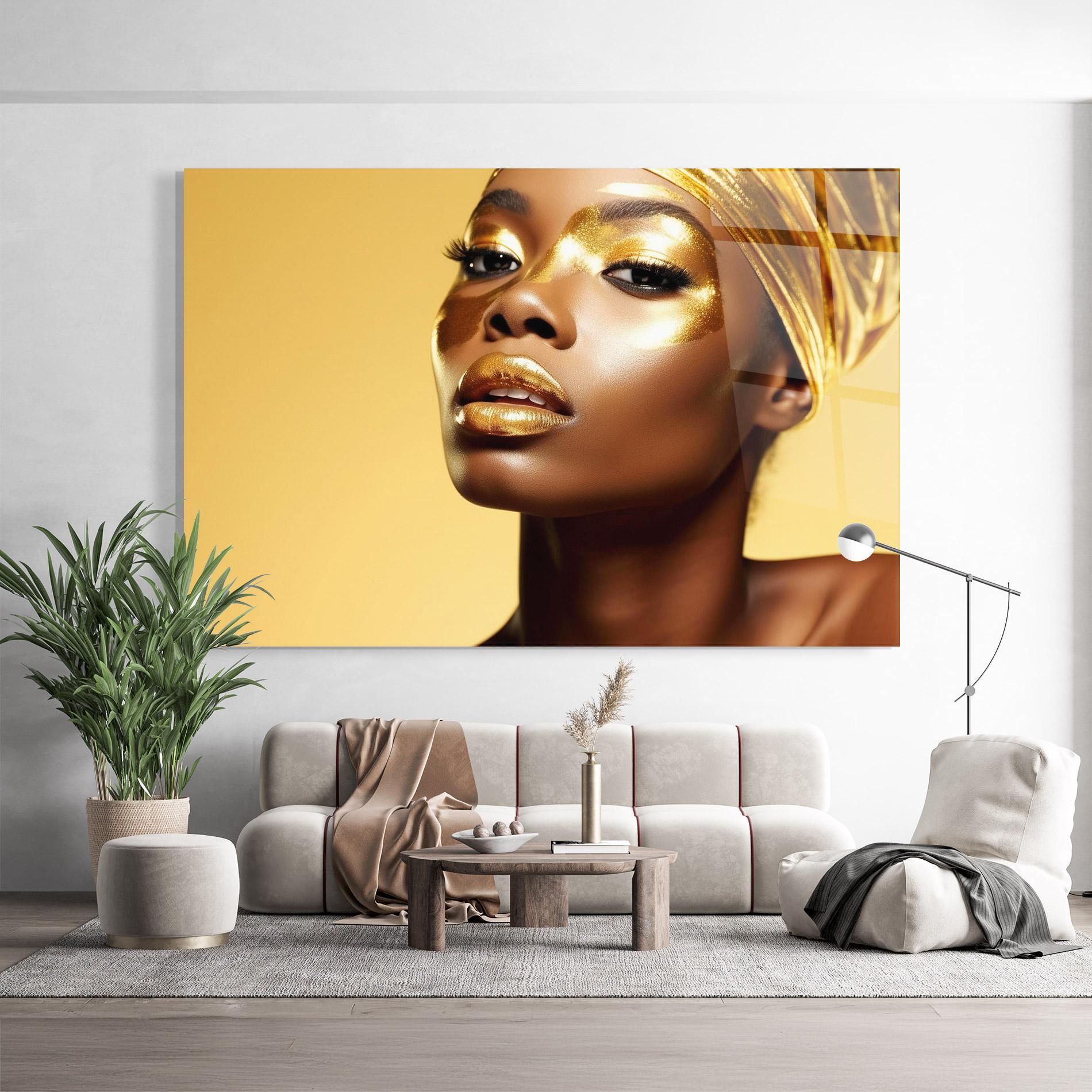 Стъклена картина Gold Headdress mockup 9