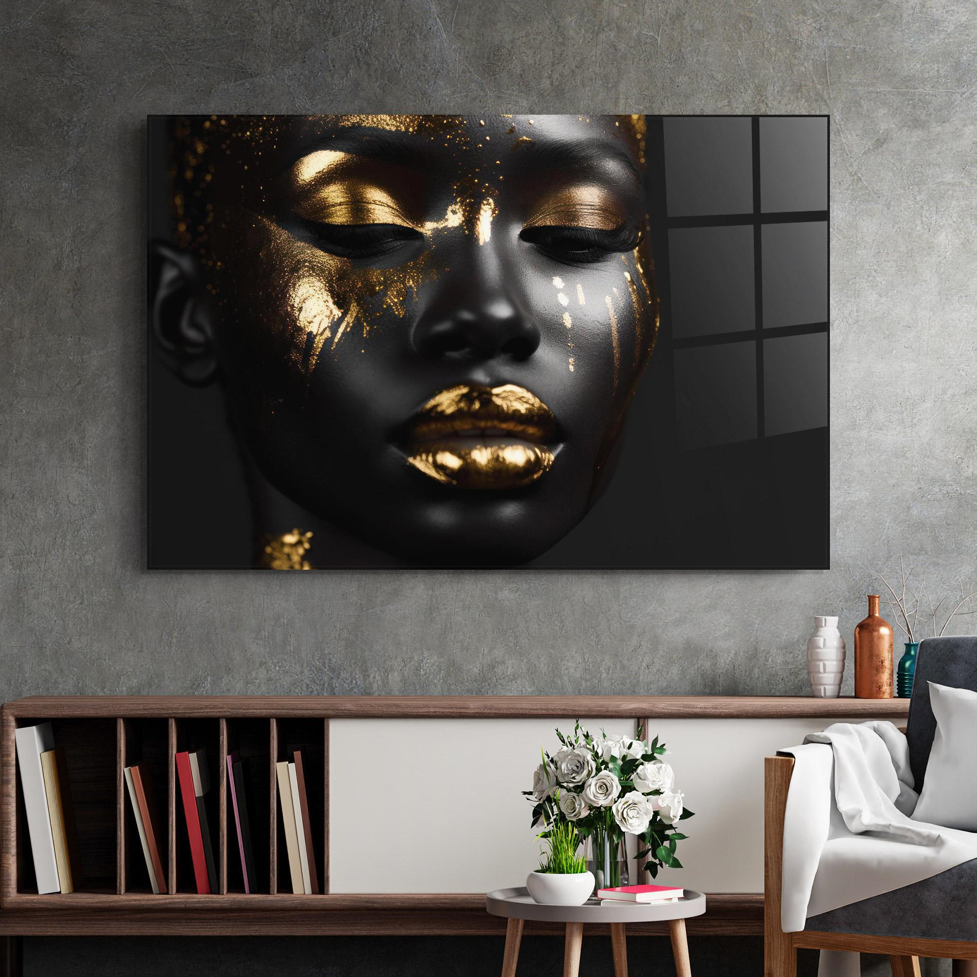 Стъклена картина Gold Eyes Makeup mockup 2