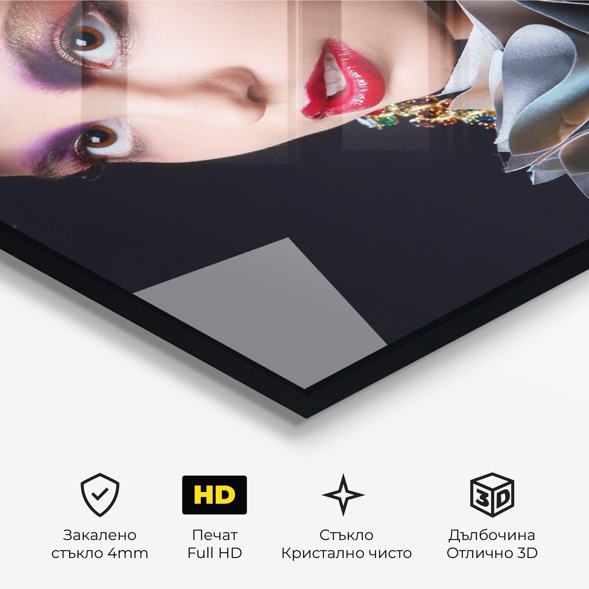 Стъклена картина Big Eyes Makeup mockup 3