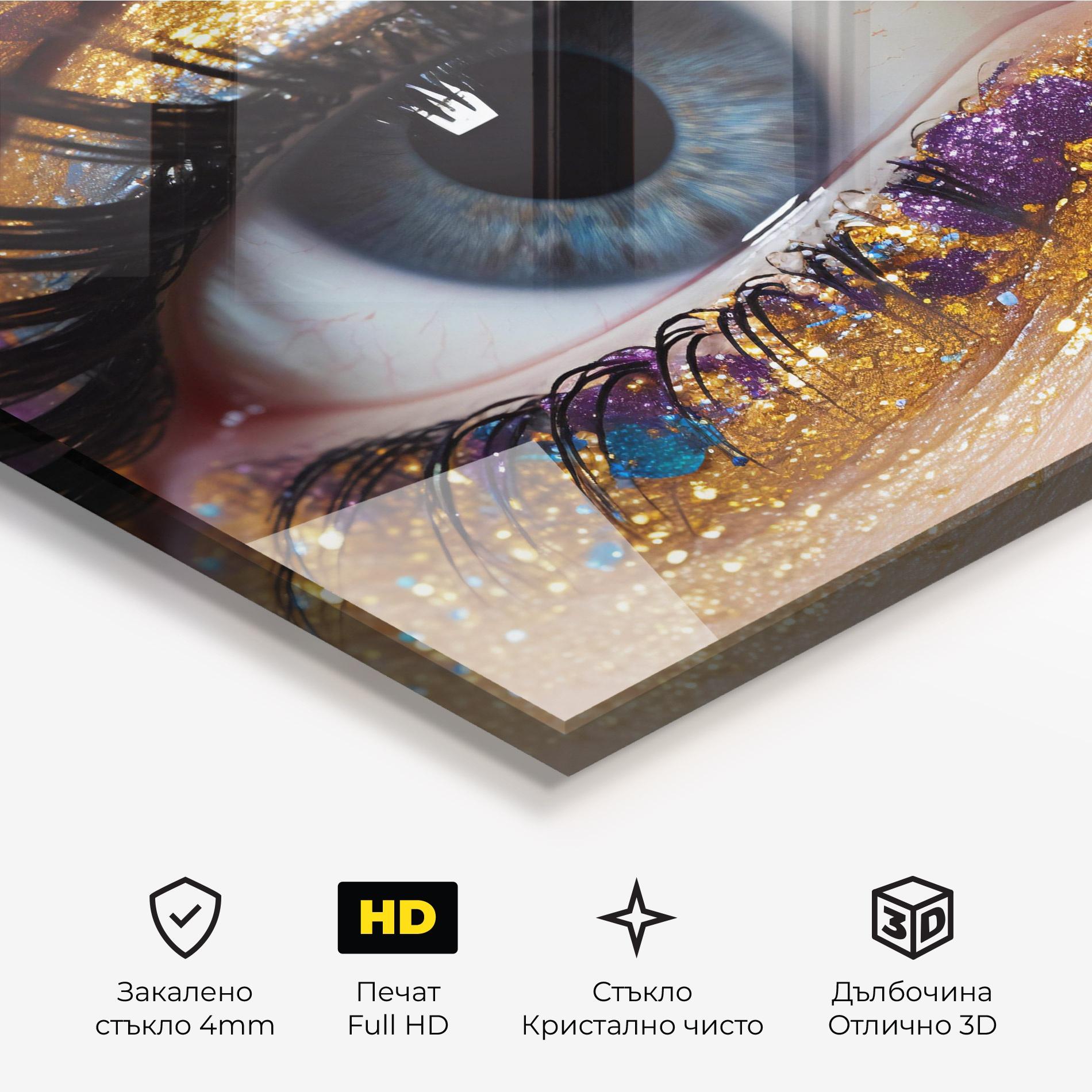 Стъклена картина Blue Eye Make Up mockup 3