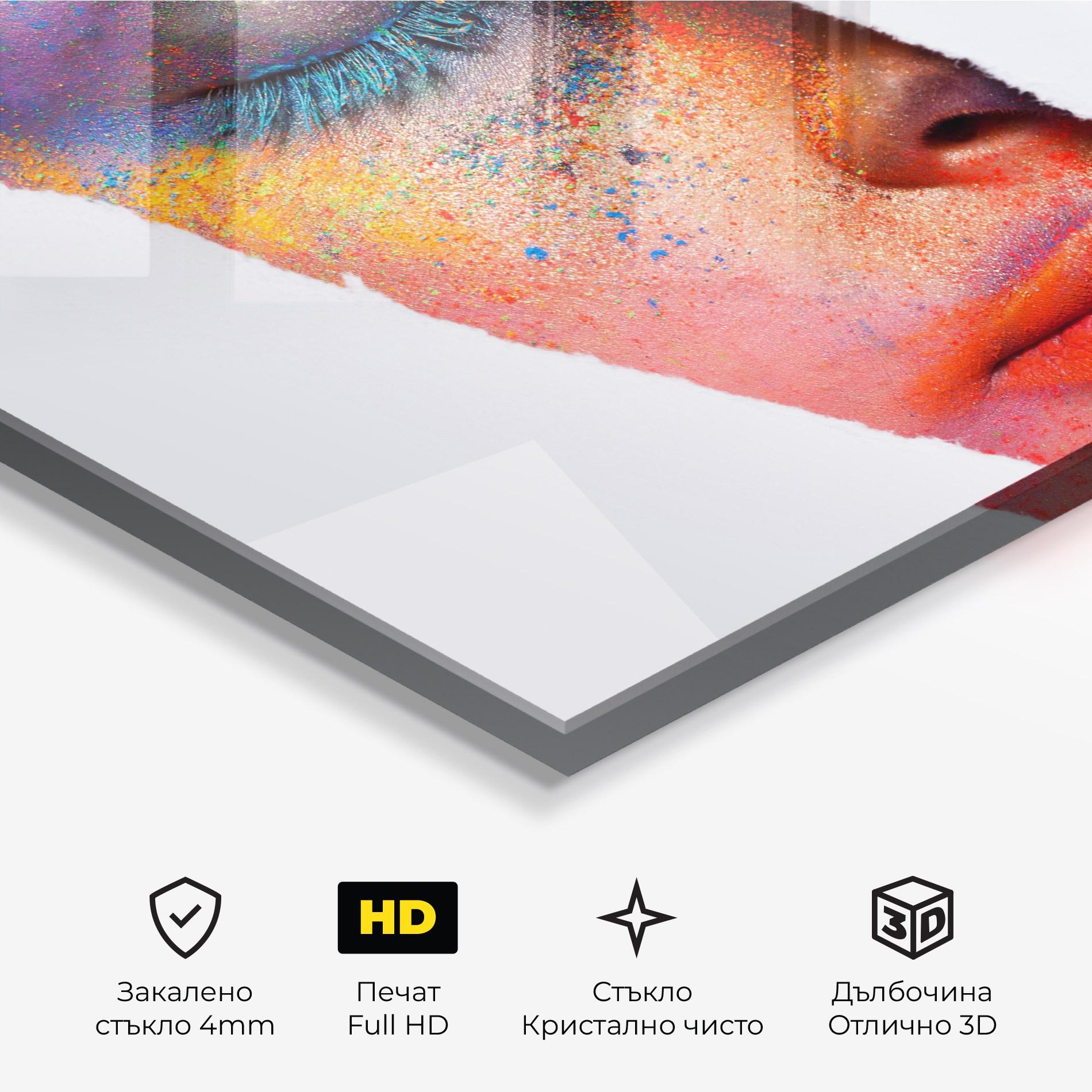 Стъклена картина Blue Eyelashes mockup 3