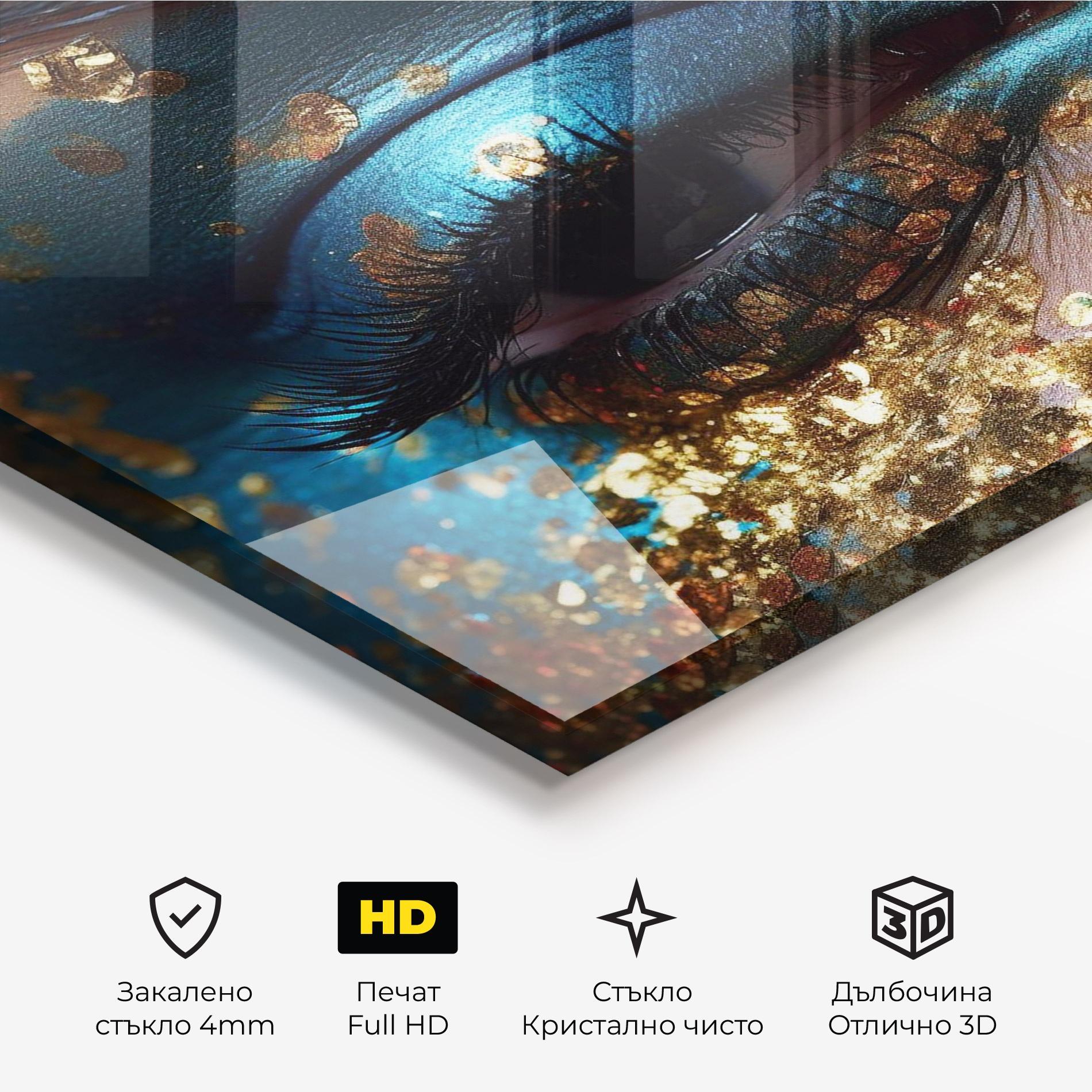 Стъклена картина Blue Gold Glitter mockup 3