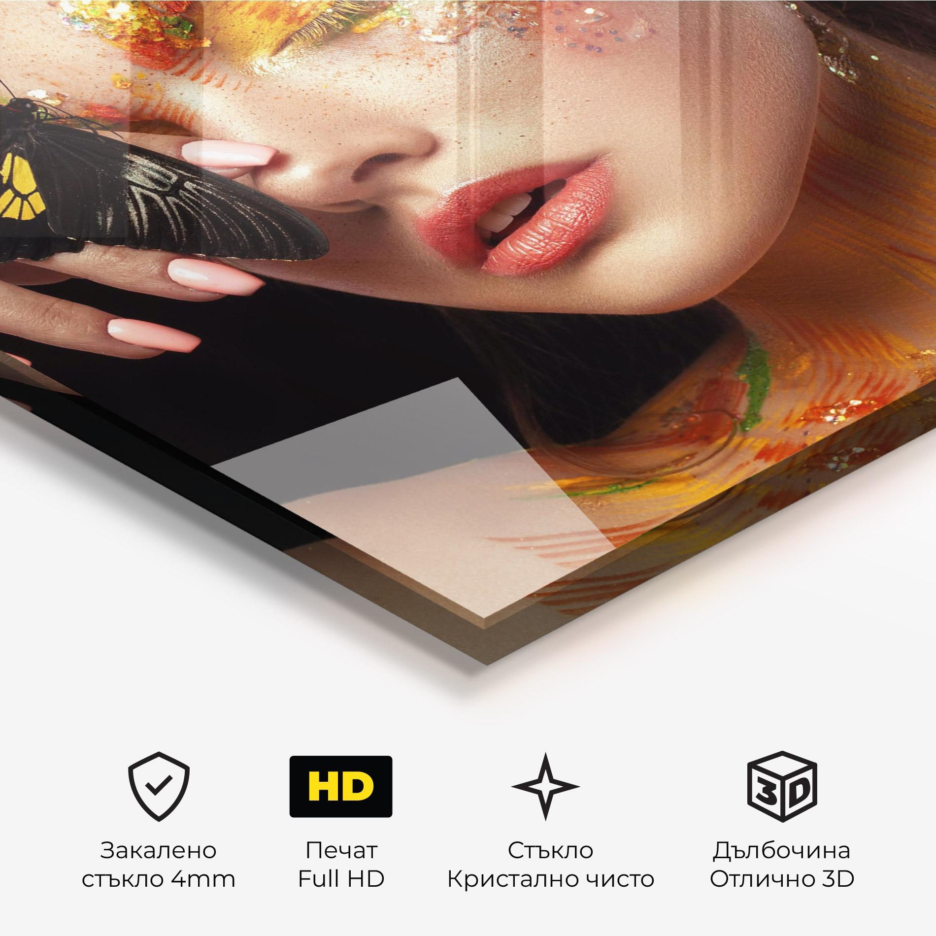 Стъклена картина Butterflu Makeup mockup 3