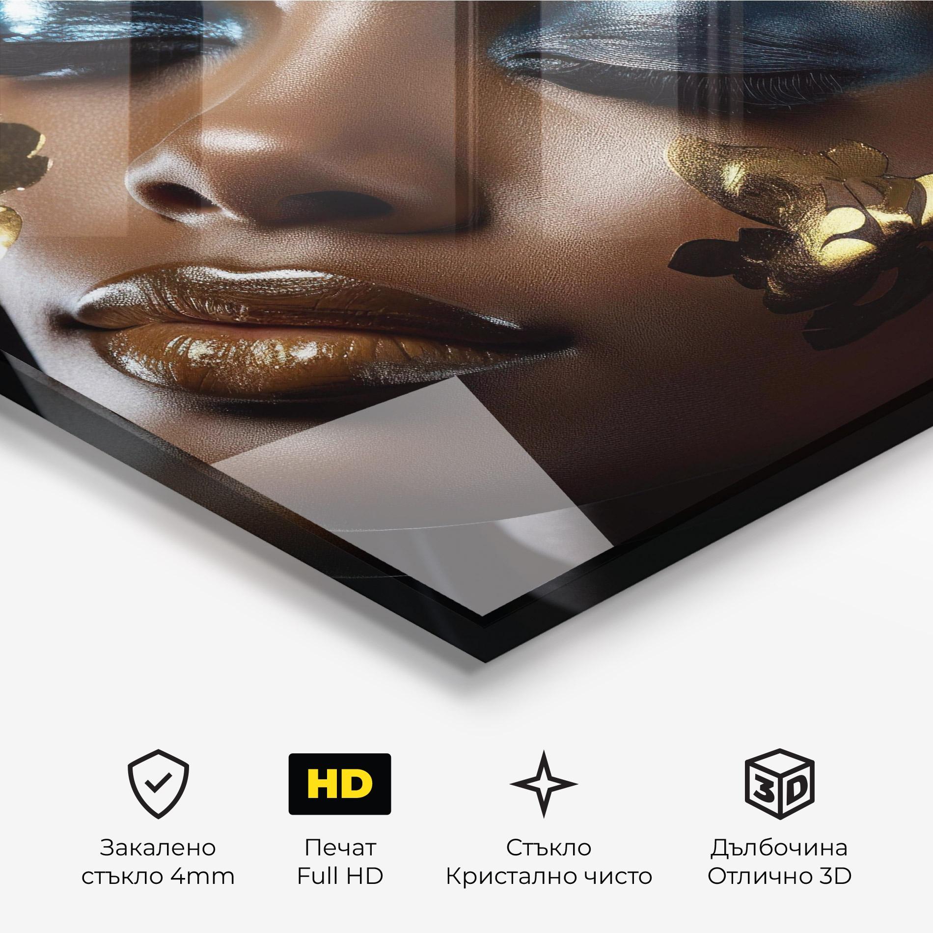 Стъклена картина Dark Blue Makeup mockup 3