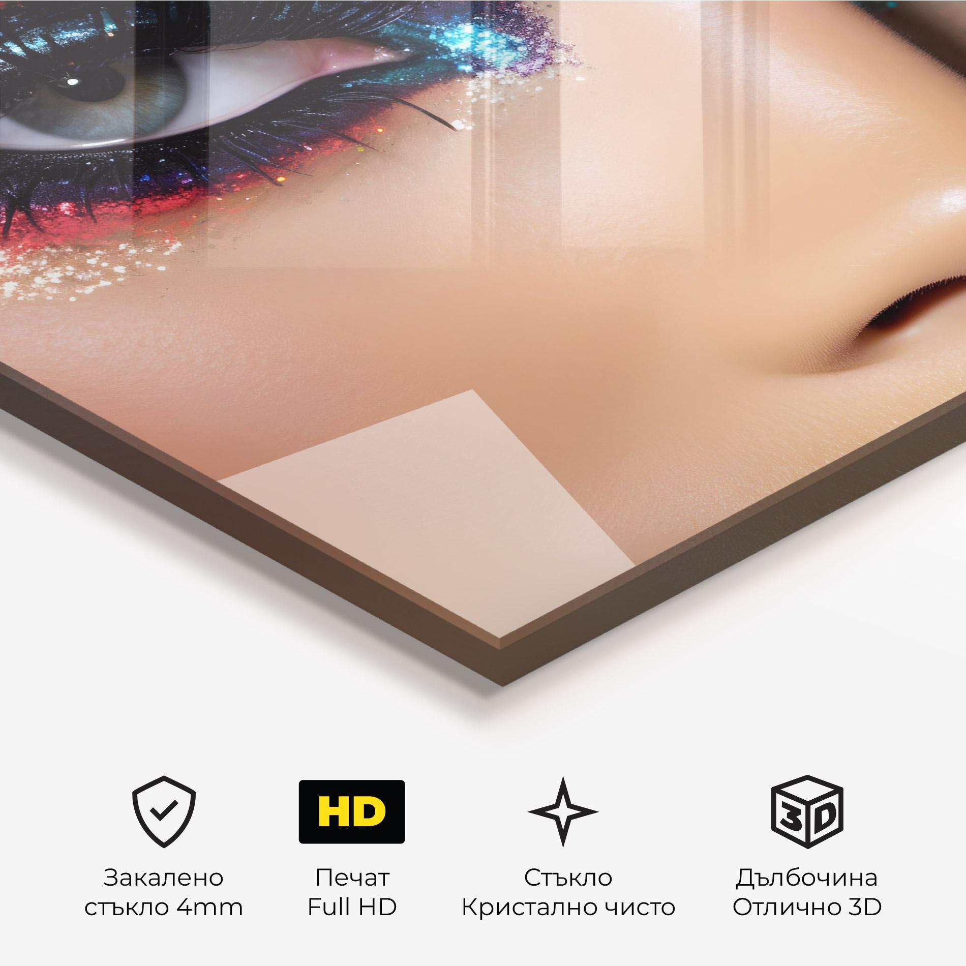 Стъклена картина Feminine Makeup Model mockup 3