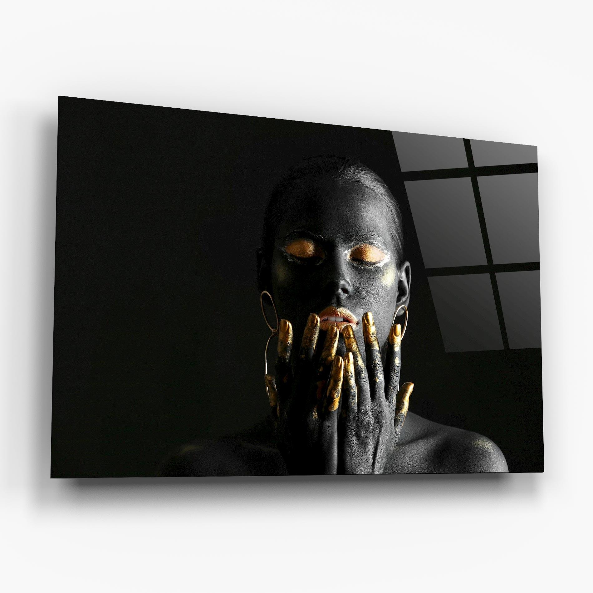 Стъклена картина Black Golden Makeup mockup 6
