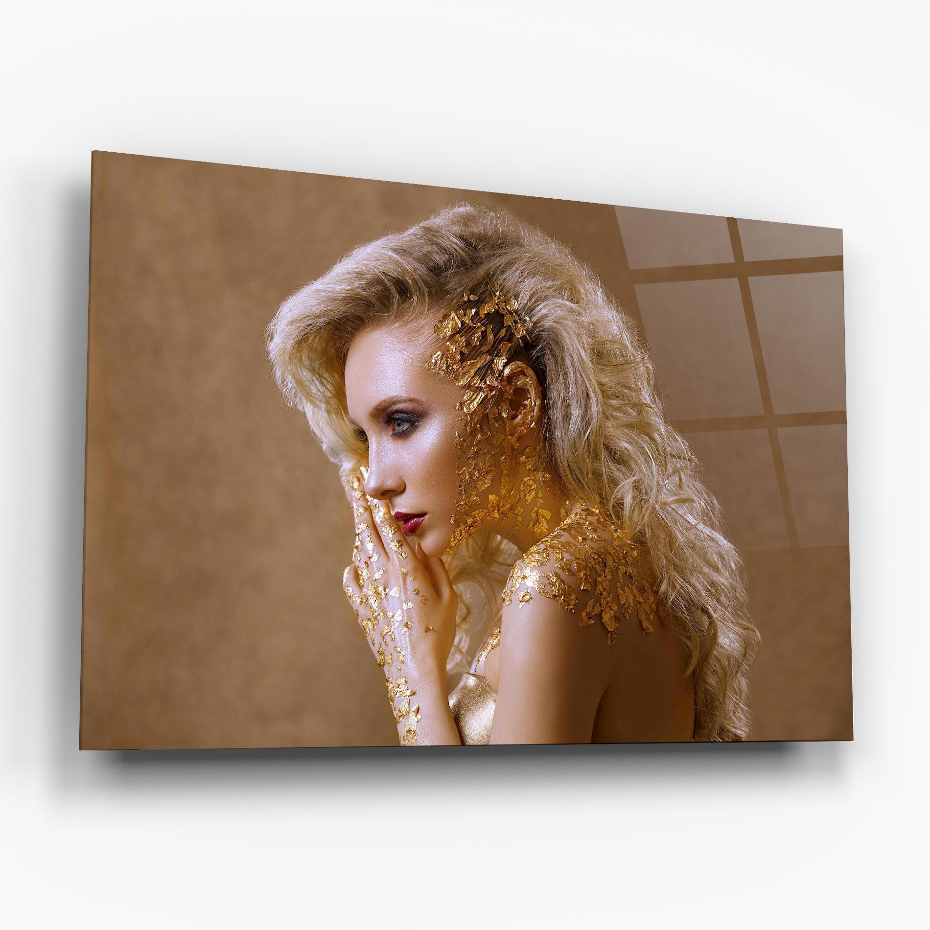 Стъклена картина Gold Paper Makeup mockup 6
