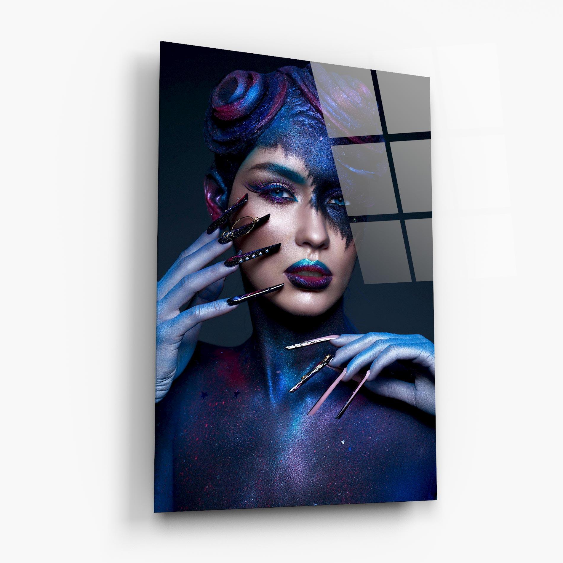 Стъклена картина Galaxy Hair Girl mockup 6