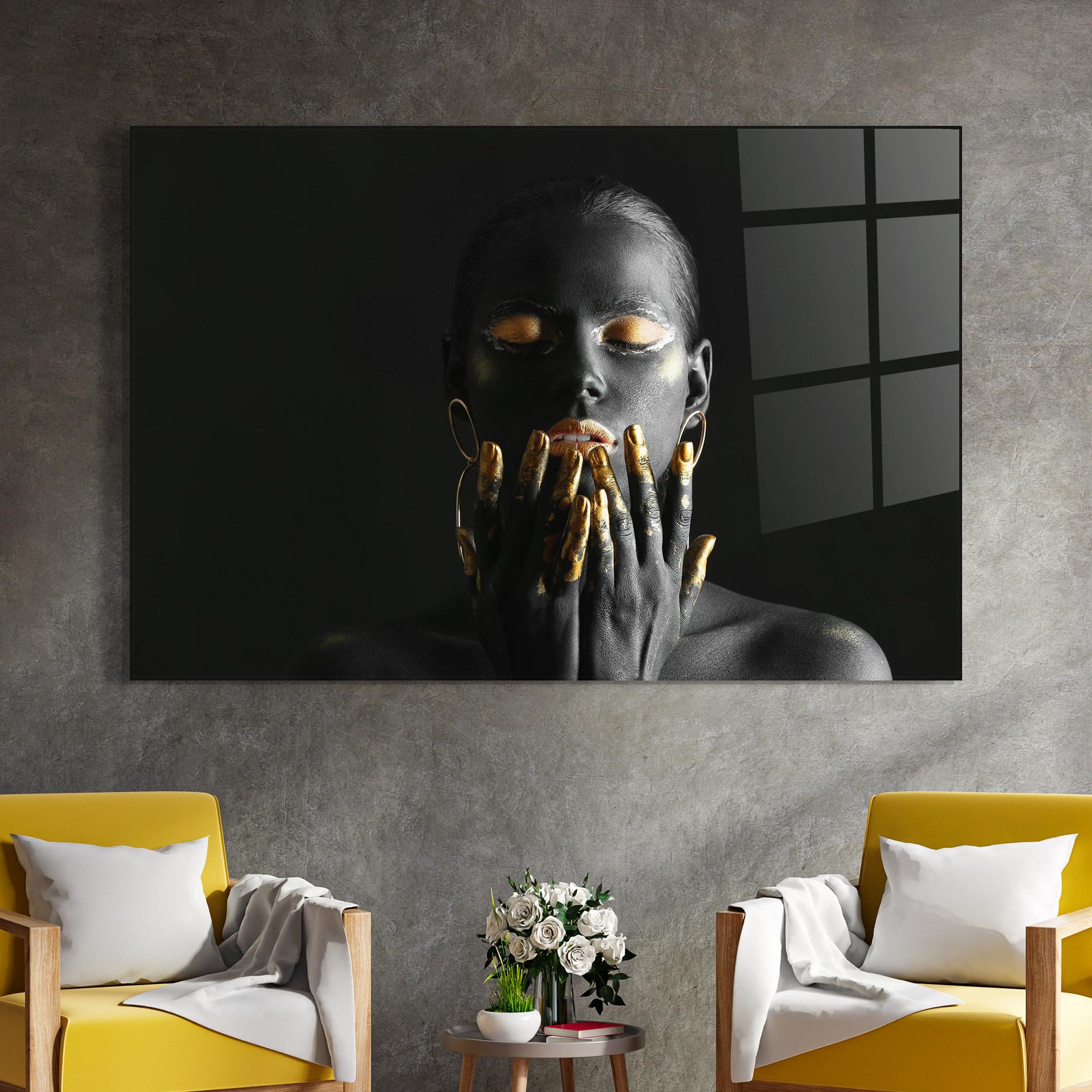 Стъклена картина Black Golden Makeup mockup 4