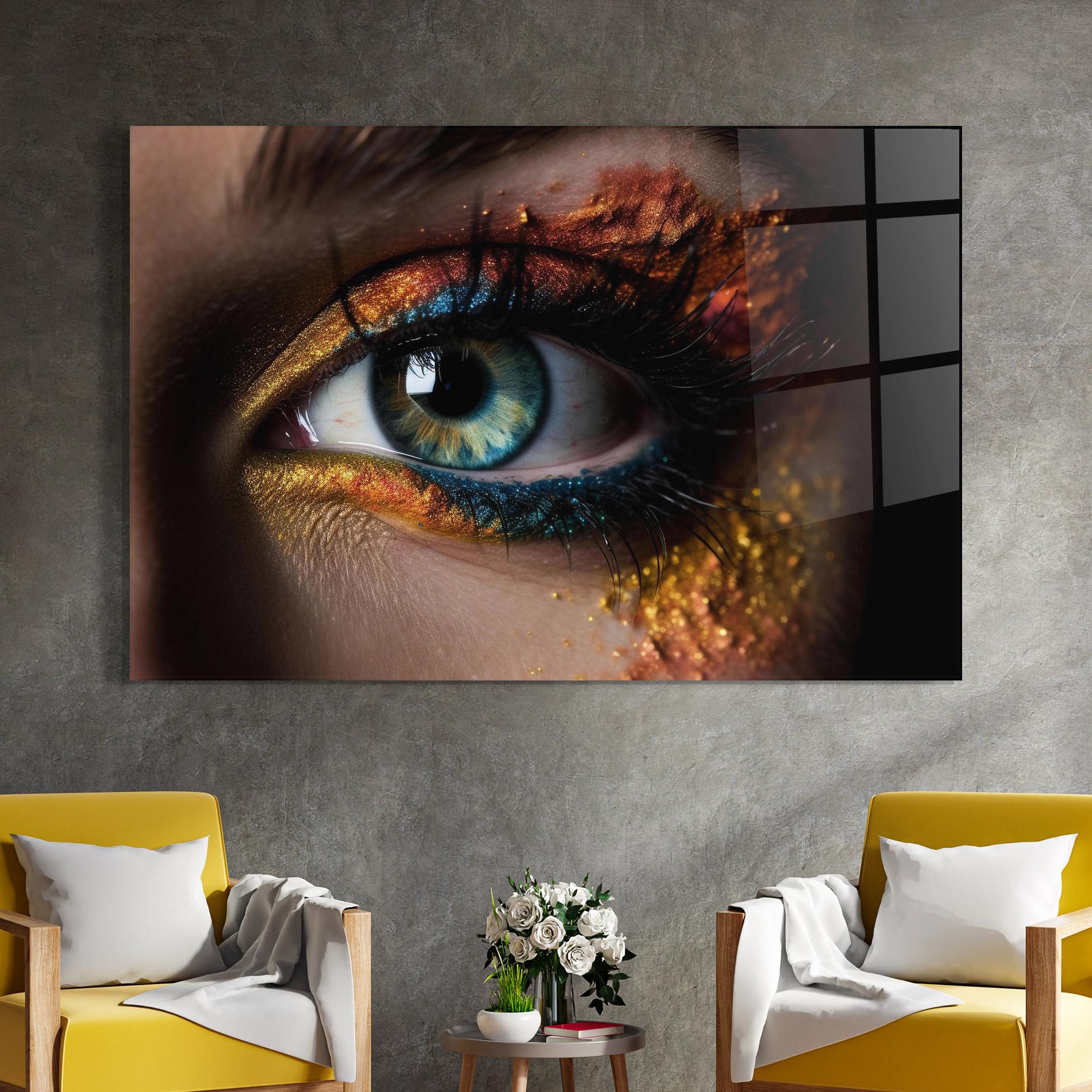 Стъклена картина Blue Green Eye Makeup mockup 4